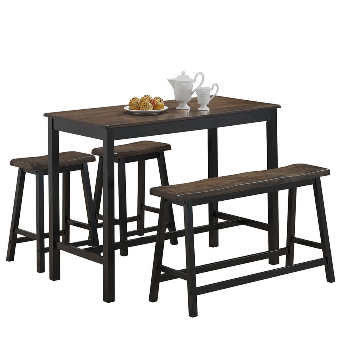 Contemporary 4-Piece Counter Height Dining Set with Bench and Stools