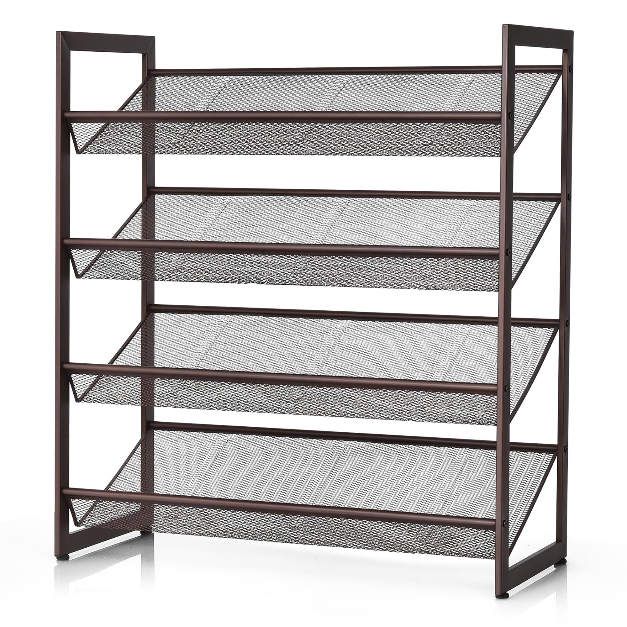 Brown 4-Tier Adjustable Metal Shoe Rack Organizer