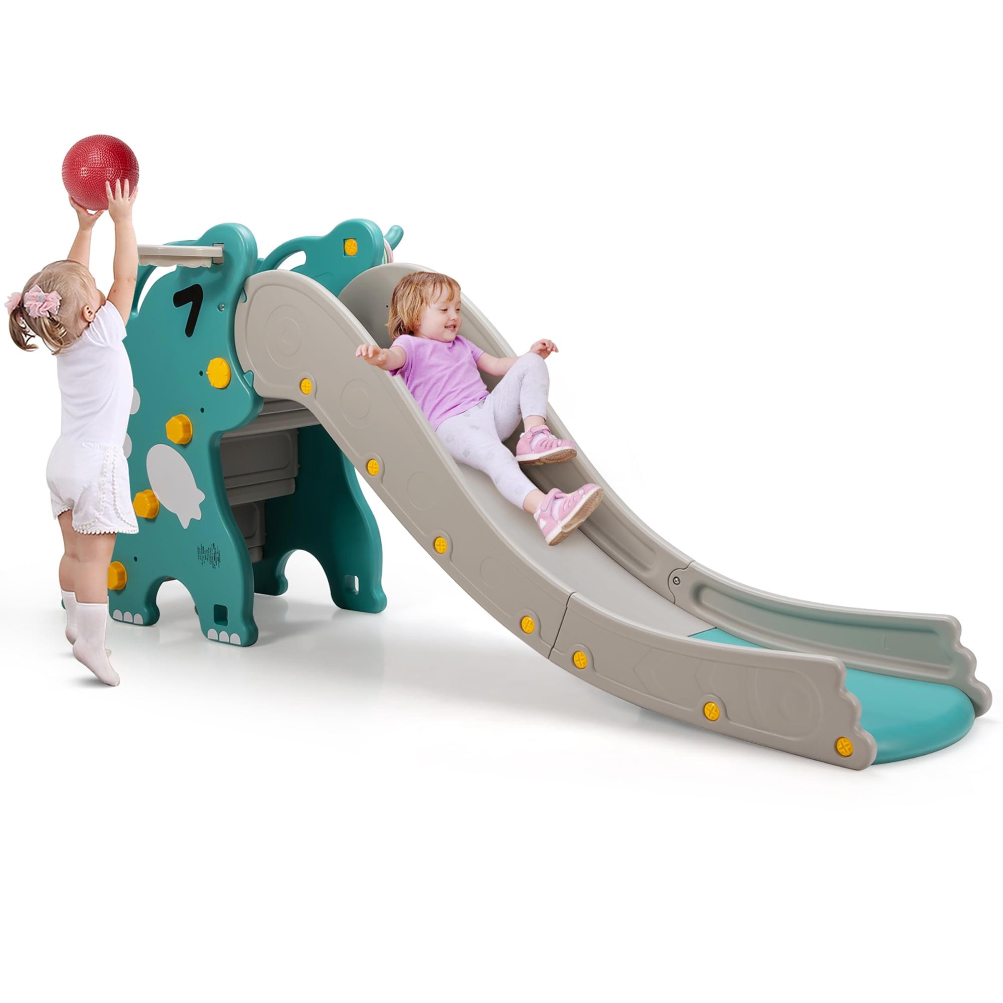 Green and Gray 4-in-1 Kids Climber Slide Play Set