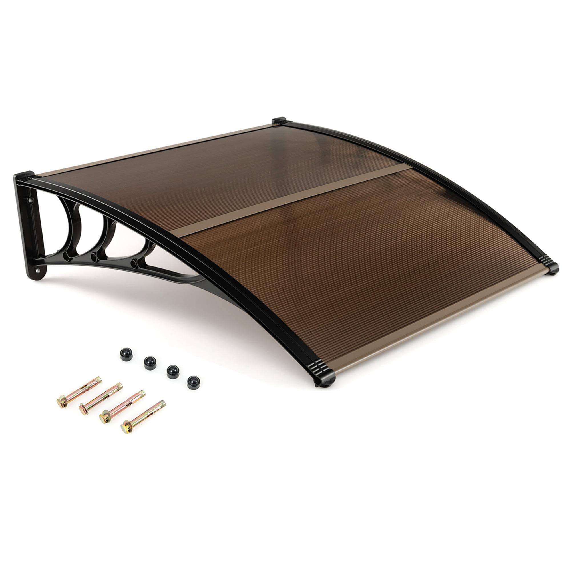 Costway 40'' W x 11'' D Polycarbonate, Aluminum, ABS Coffee Cover Retractable Window Awning