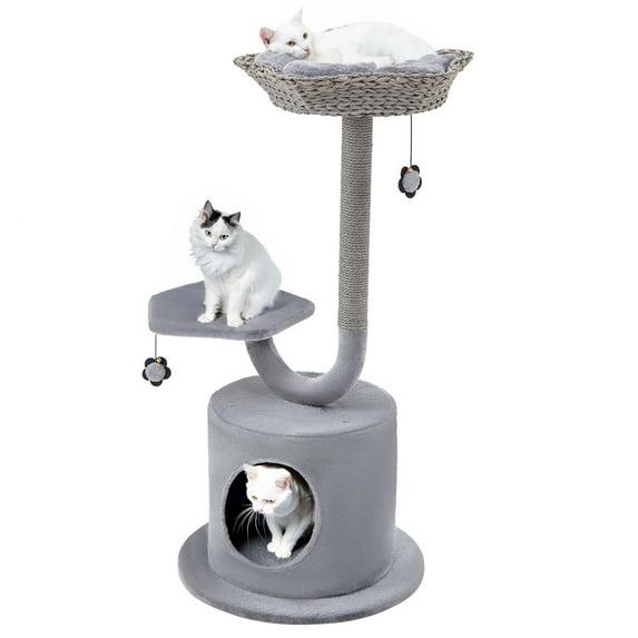 Costway 42'' Cat Tree Tower 3-Layer Activity Center with Scratching Post Condo & 2 Perches