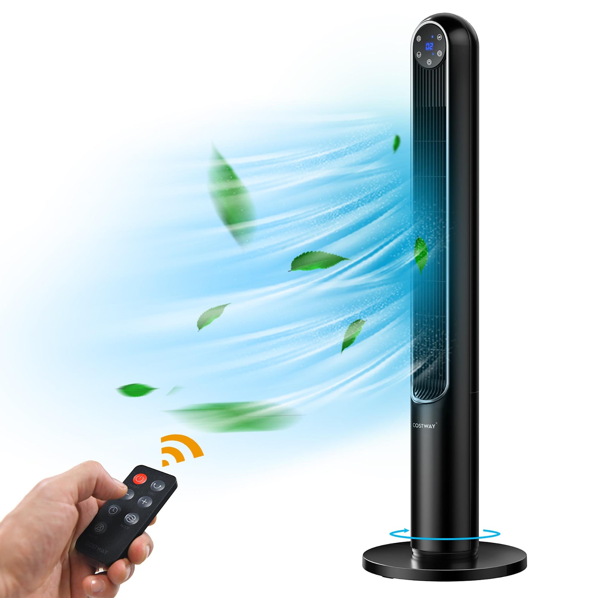 Spaco 42 Inch 80 Degree Tower Fan with Smart Display Panel and Remote Control-Black, Tower Fan, Oscillating Tower Fan, Quiet Cooling Whole Room Bladeless