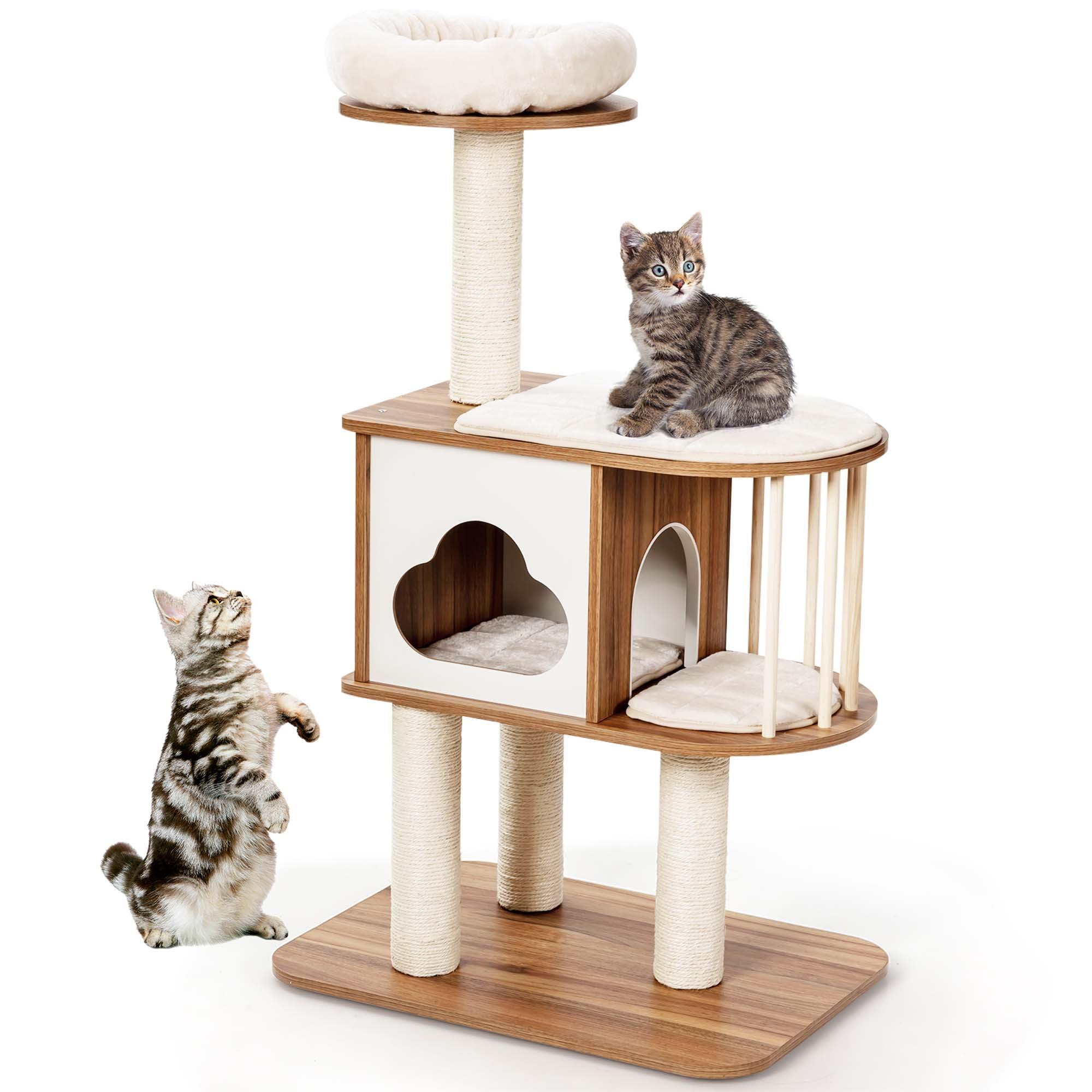 Archie & Oscar™ 46" Modern Wooden Cat Tree With Platform & Washable Cushions For Kittens & Cats