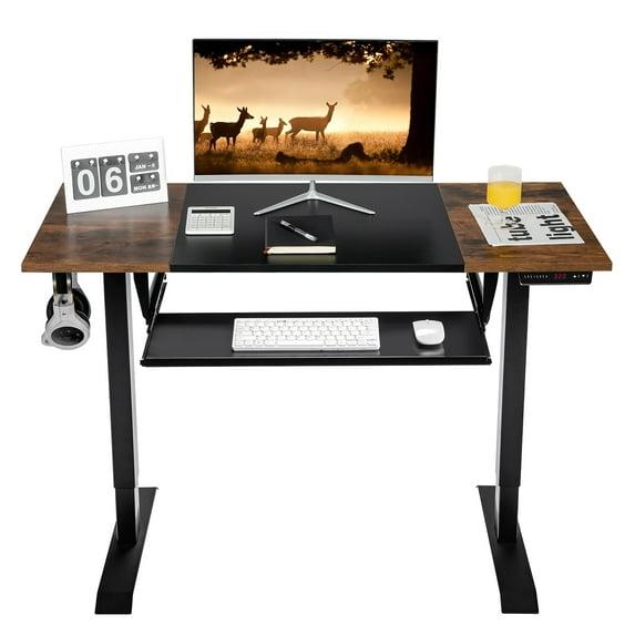 Costway 48'' Electric Sit to Stand Desk Adjustable Workstation w/ Keyboard Tray Black
