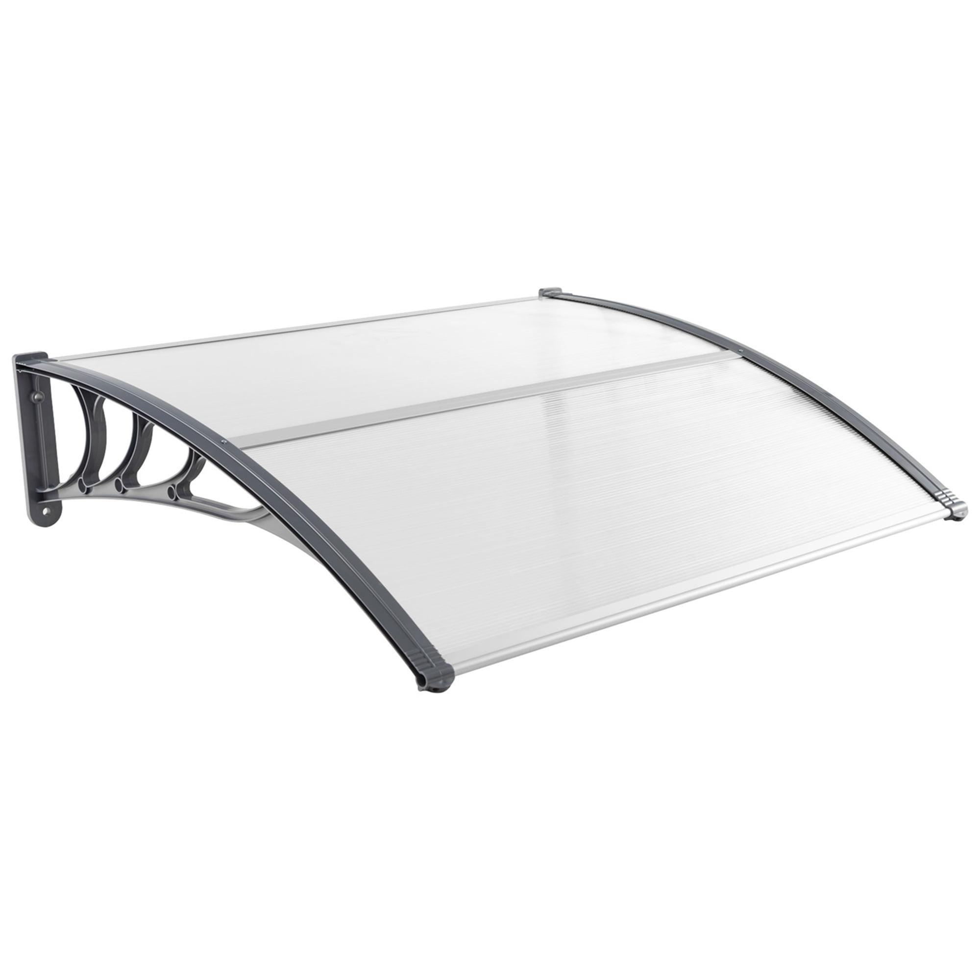 48" x 40" Window Awning, Awnings for Doors, with Hollow Sheet, Rain Snow Sunlight, Outdoor Awning Canopy Exterior for Porch, Deck, Patio, Balcony, Gray
