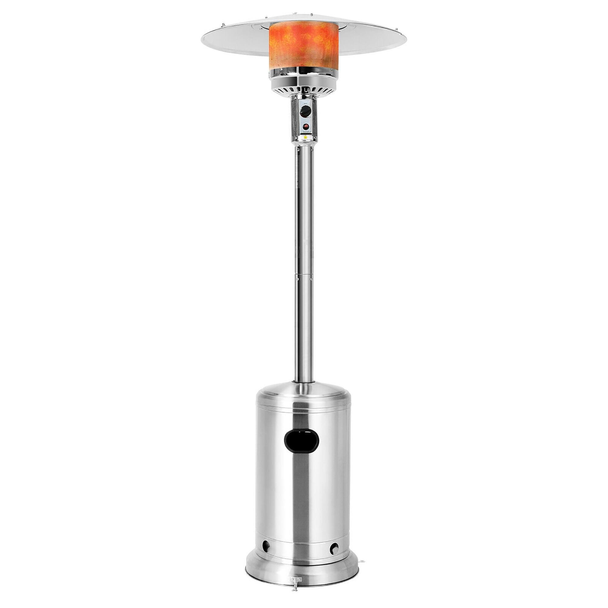 Silver Stainless Steel Propane Patio Heater with Wheels