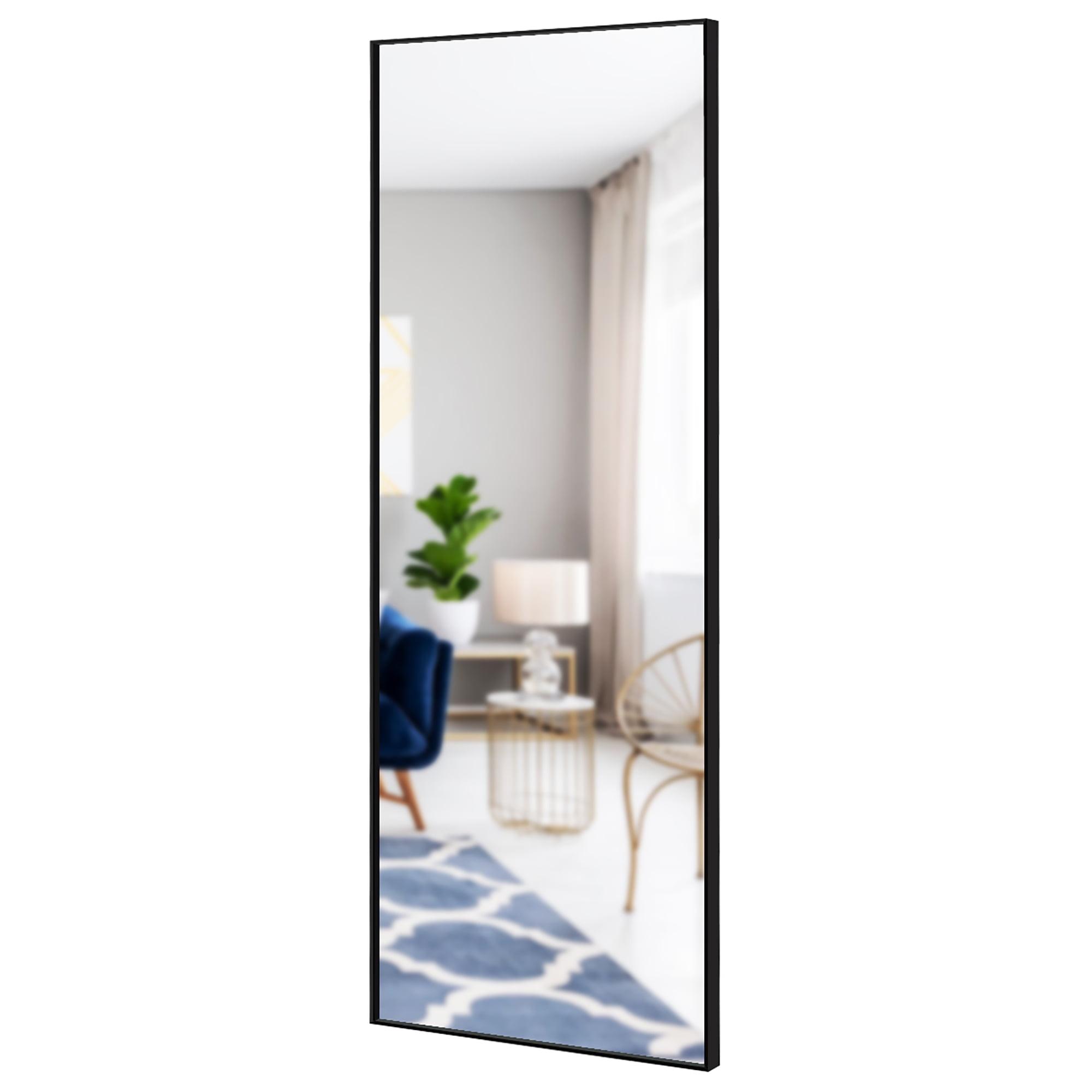 Costway 59''Full Length Body Mirror Aluminum Frame Leaning Hanging Dressing Mirror Black