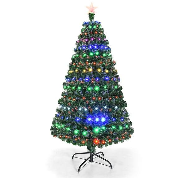 Costway Luces LED Multicolores de Fibra de Árbol de Navidad Preiluminadas de 5 Pies