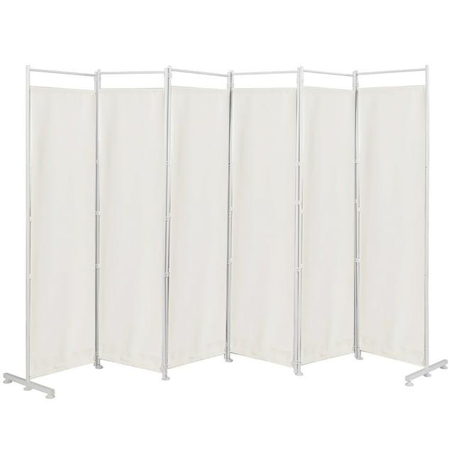 Costway 6-Panel Room Divider Folding Privacy Screen w/Steel Frame Decoration White