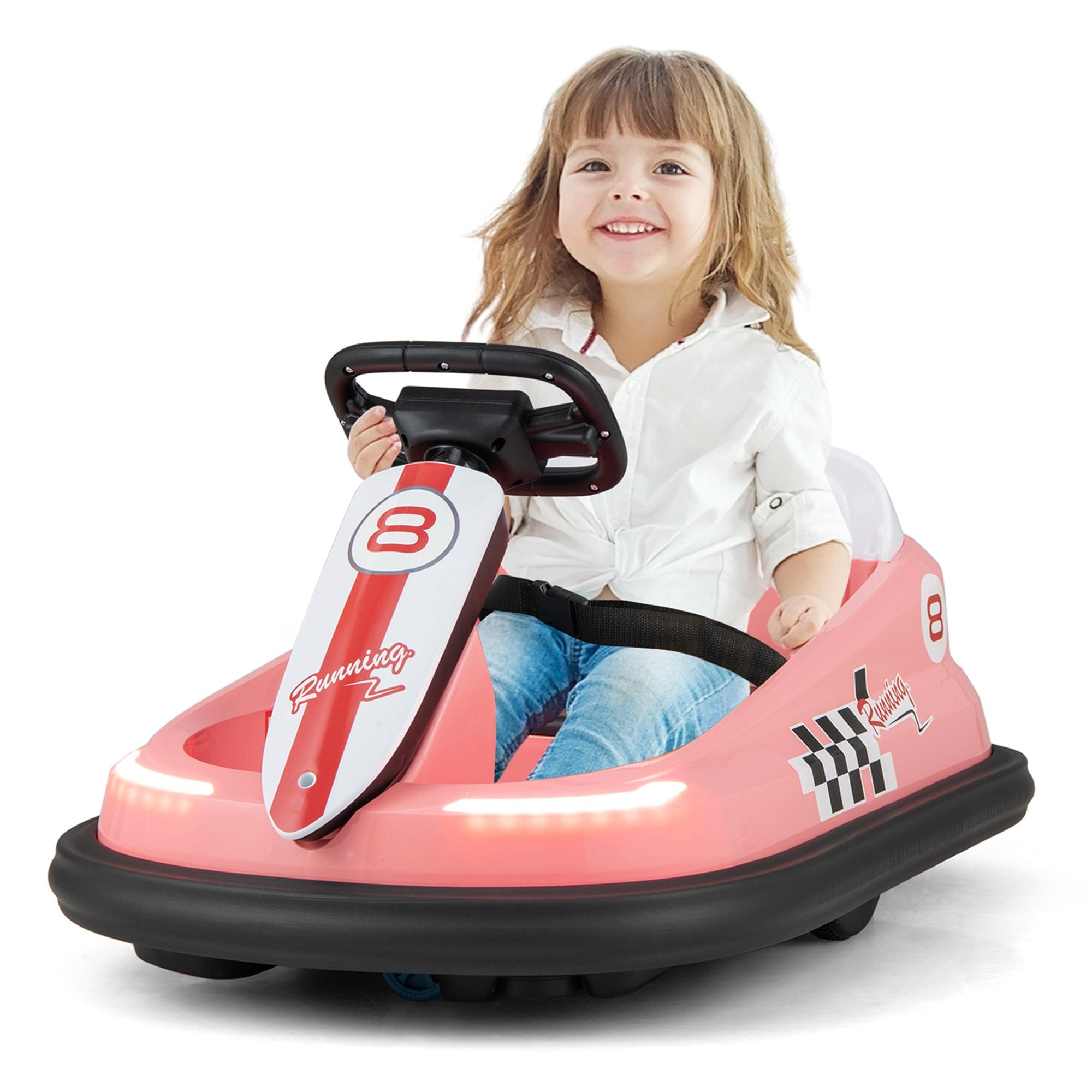 Kids Electric Bumper Car, 6V Battery Powered Ride on Bumper Car with Steering Wheel, 360 Degree Spin, Safety Belt, LED Lights, Music & Horn