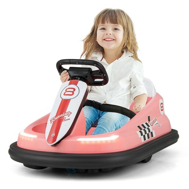 CIPACHO 6V Kids Ride-On Bumper Car with 360° Spinning and Dual Motors, Bumper Cars for Toddlers 2-5, Pink