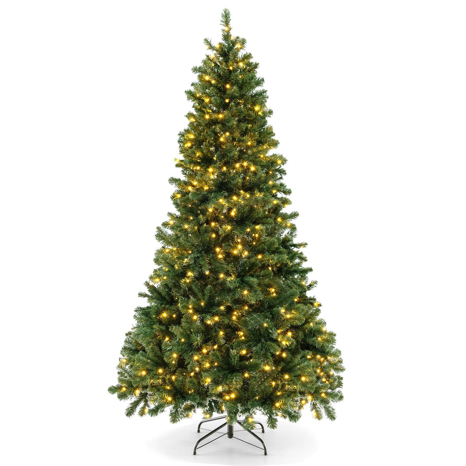 7-Foot Green PVC Christmas Tree with Warm White LED Lights