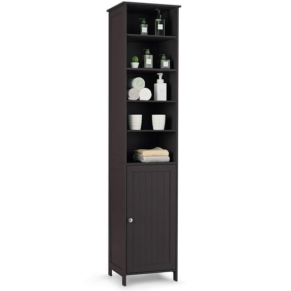 Costway 72''  Bathroom Tall Floor Storage Cabinet Freestand Shelving Display Brown