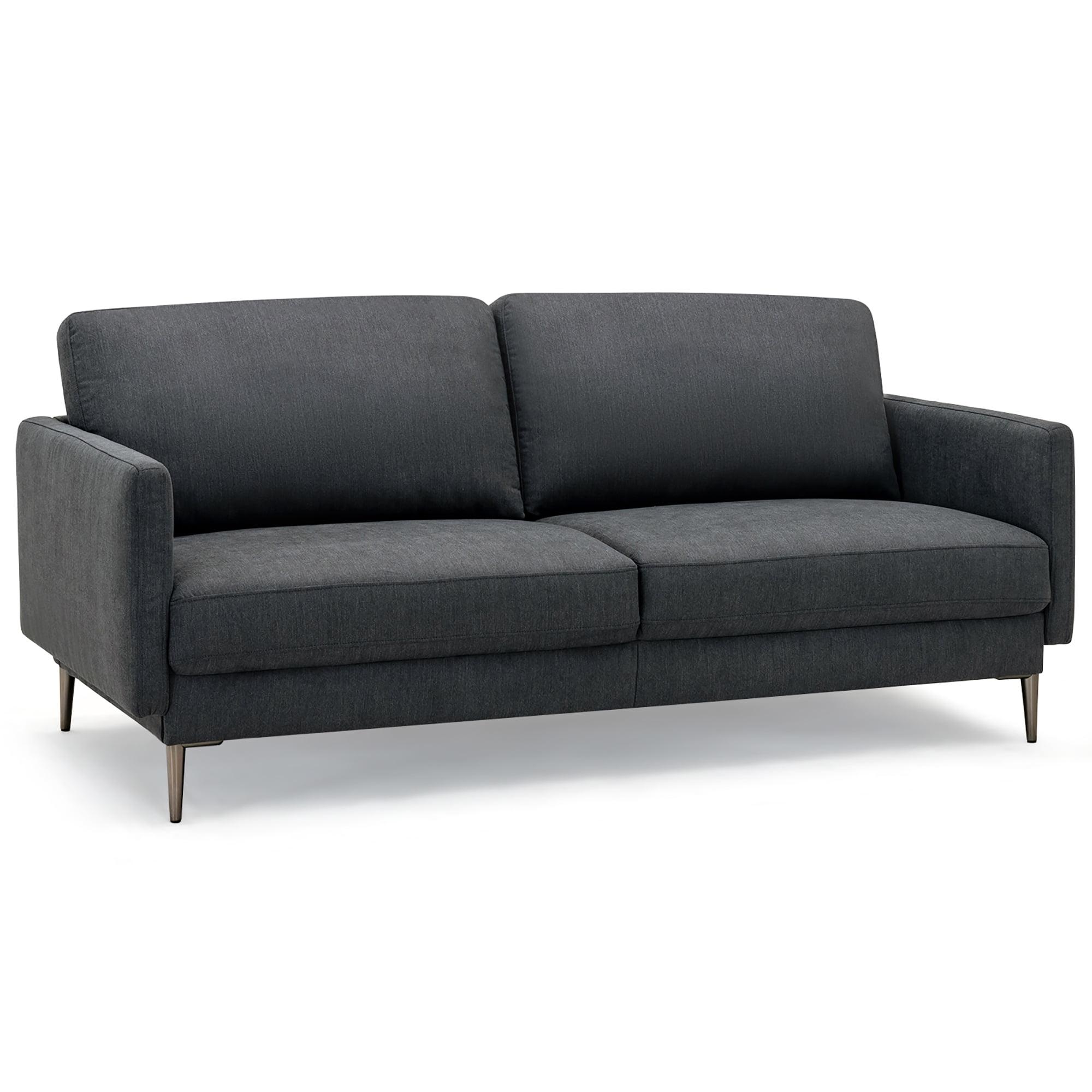 Costway 76.5'' Fabric Sofa Couch Living Room Small Apartment Furniture w/ Metal Leg Grey