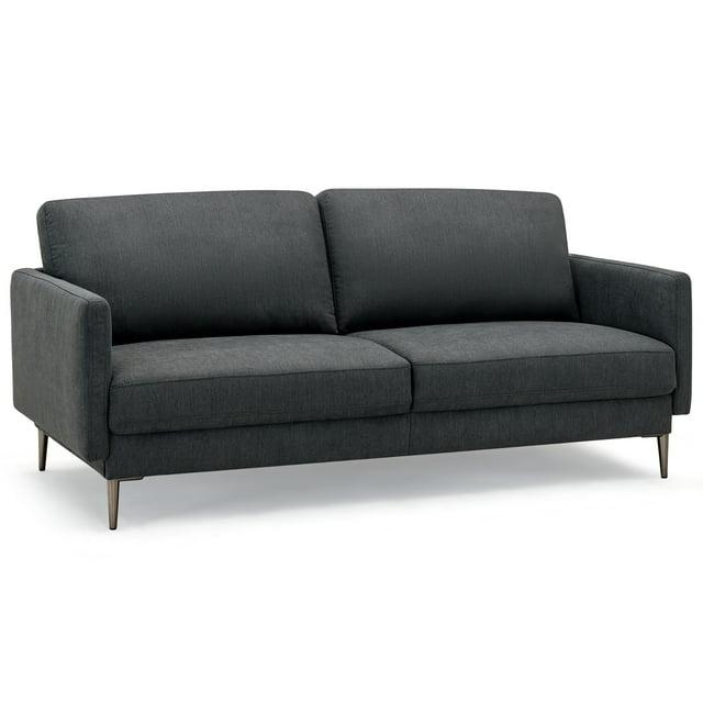 Costway 76.5'' Fabric Sofa Couch Living Room Small Apartment Furniture w/ Metal Leg Grey