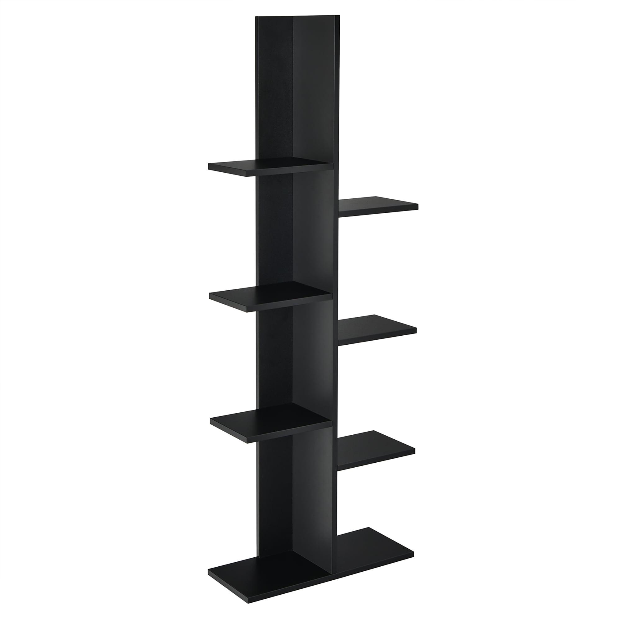 Modern Black Engineered Wood 8-Tier Tree Bookshelf