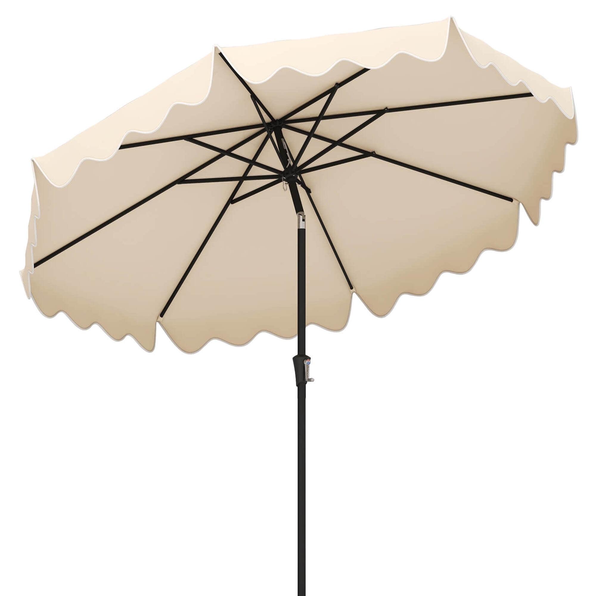 Costway 9 FT Patio Umbrella 2-Tier Market Table Umbrella with Sun-Protective Canopy Beige