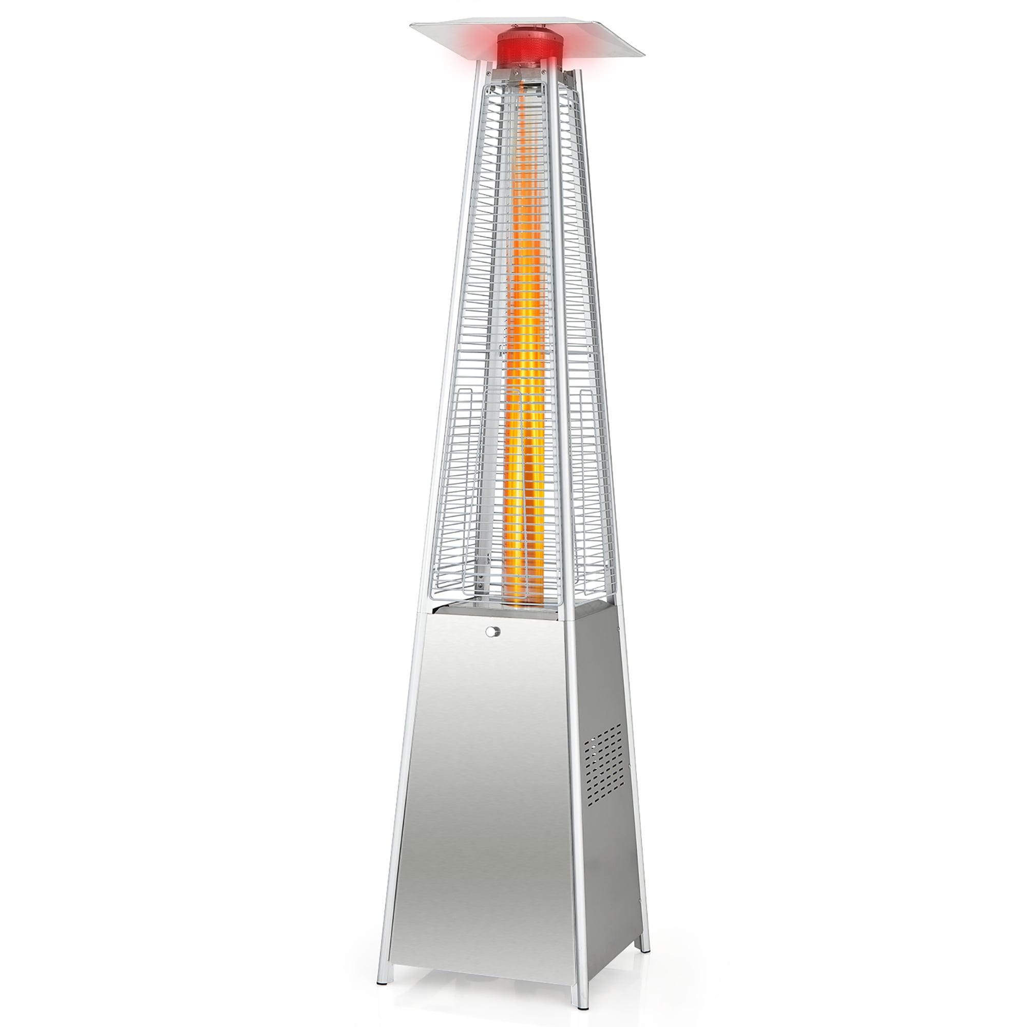 90'' Silver Stainless Steel Pyramid Patio Heater with Glass Tube