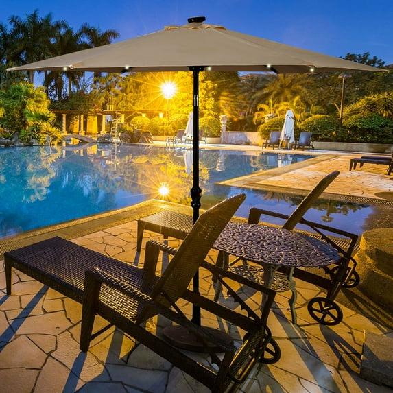 Latitude Run® 9 Feet Patio LED Solar Umbrella With Crank