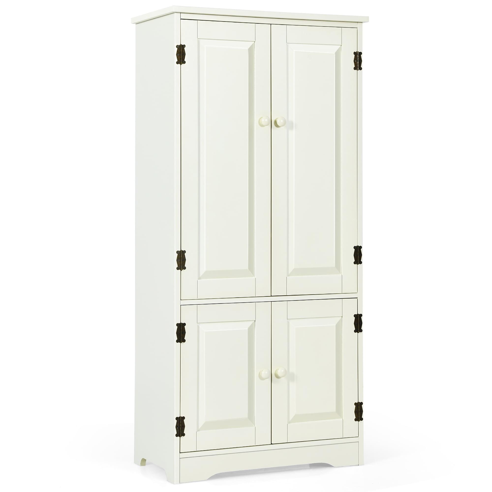 Antique White 2-Door Floor Cabinet with Adjustable Shelves