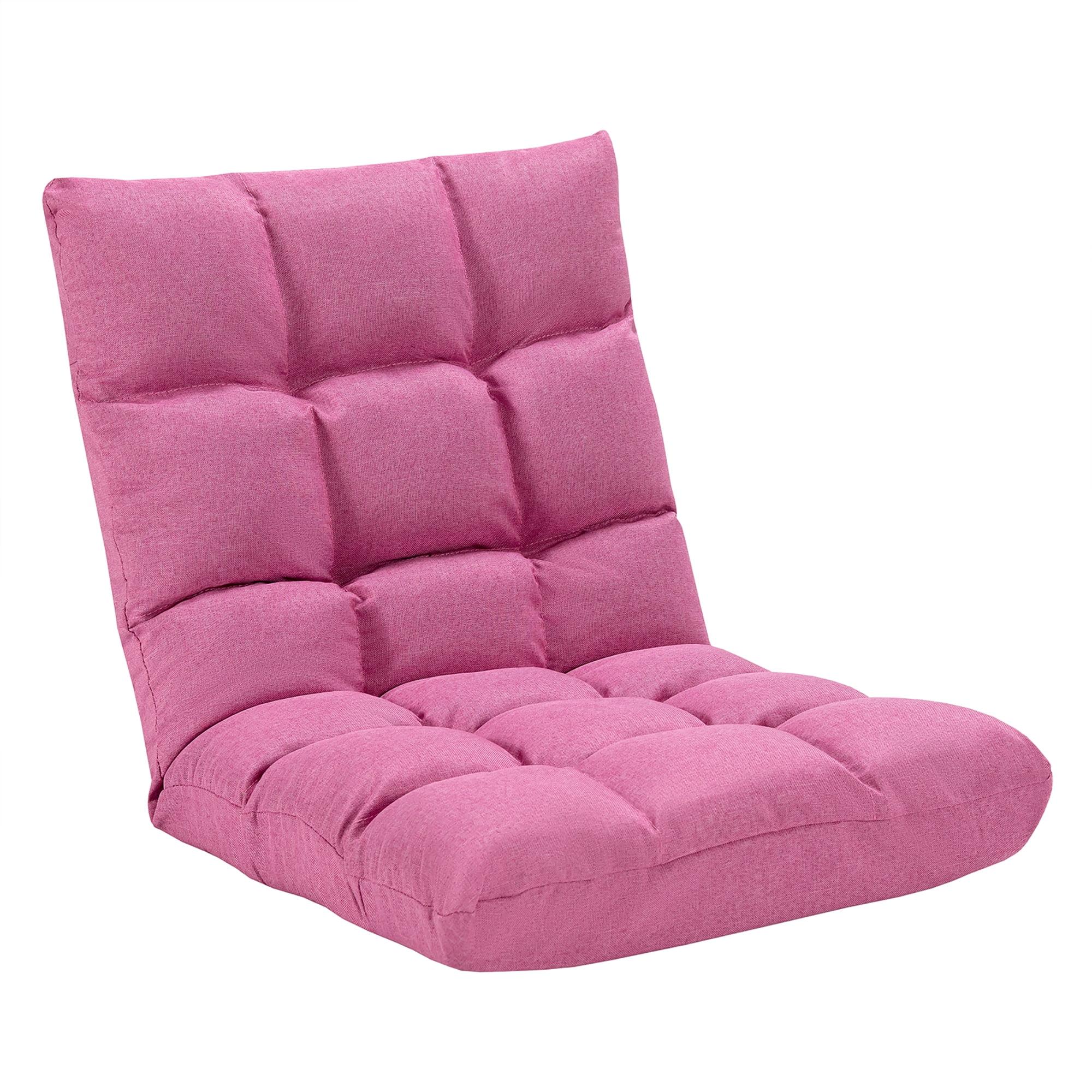 Pink Adjustable 14-Position Metal Frame Cotton Floor Chair