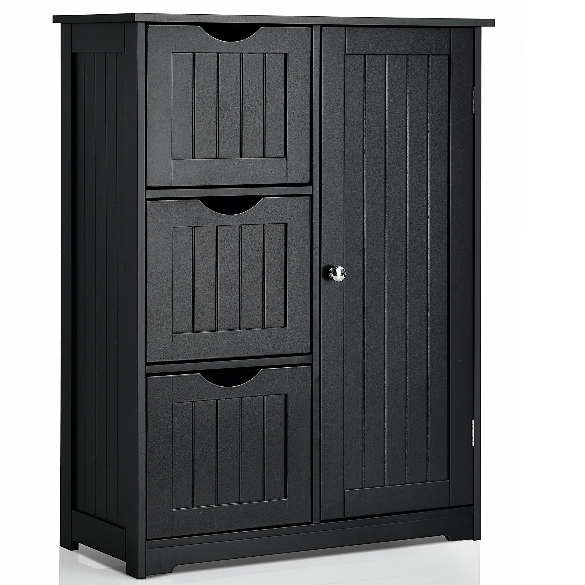 Black MDF Storage Cabinet with Adjustable Shelving