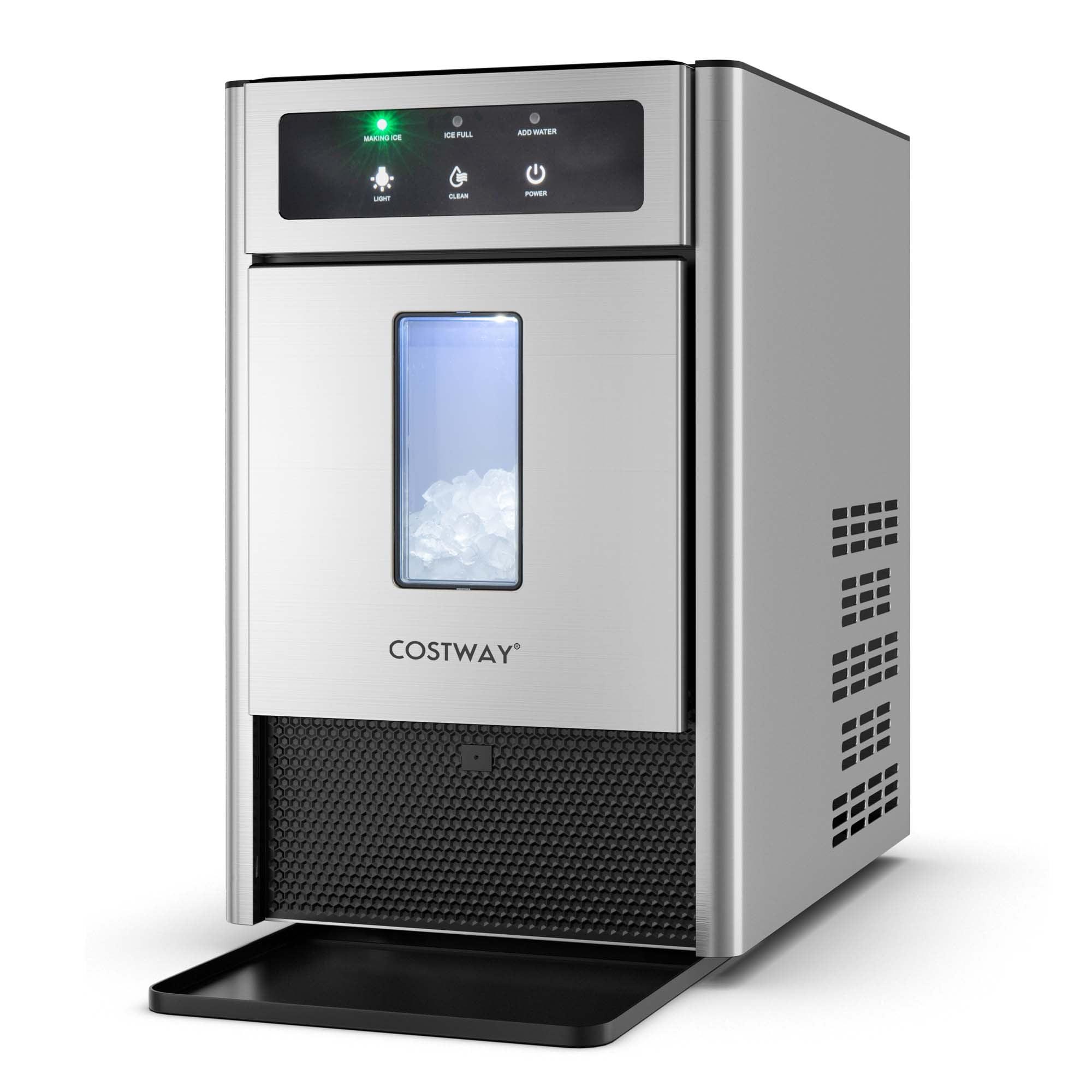 Costway Stainless Steel Countertop Nugget Ice Maker with LED Light