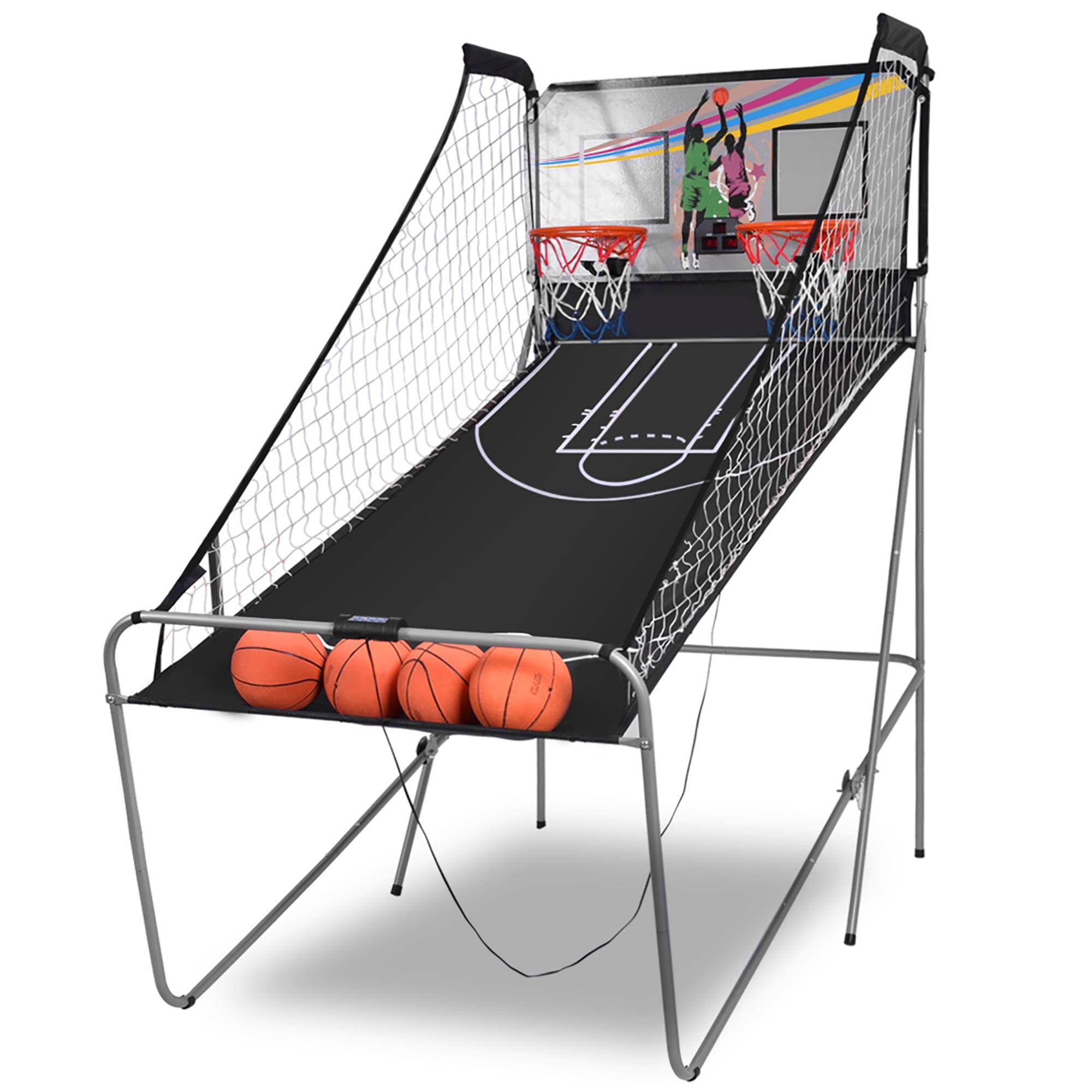 Dual LED Electronic Basketball Arcade Game with 4 Balls and Foldable Design