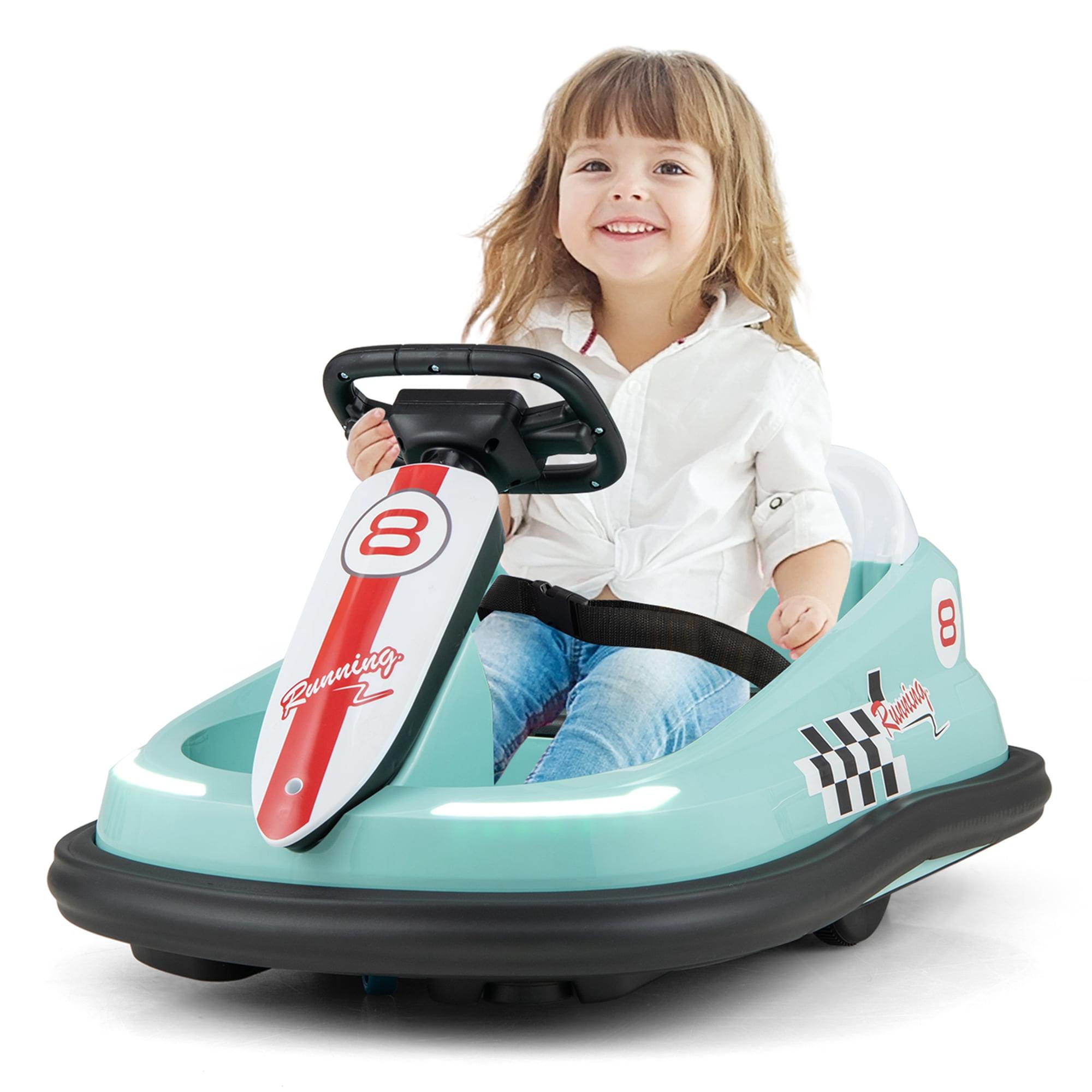 YUSAZENS 6V Electric Bumper Car for Toddlers, 360° Spin Ride-On Toy w/LED Lights, Music, Bluetooth, 2 Speeds, 1.9 MPH Max Speed, Green