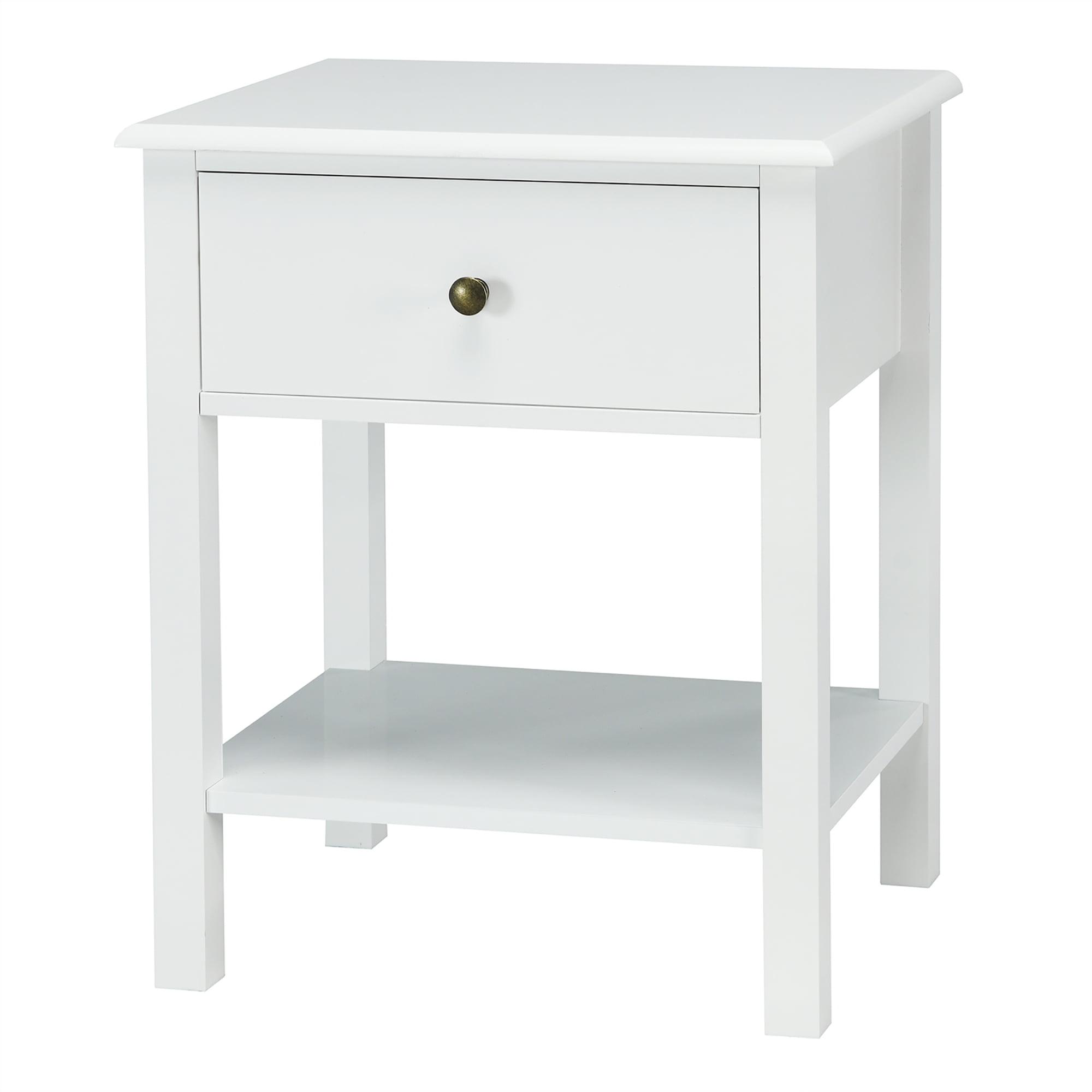 Costway End Table Nightstand Storage Display Drawer Shelf Beside Bedroom White