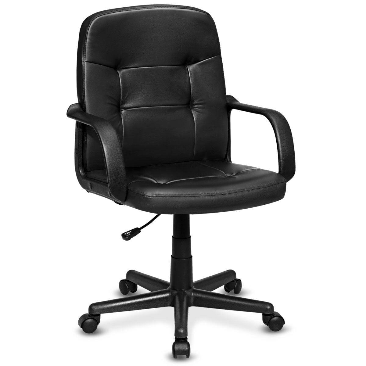 Modern High-Back Black Leather Swivel Task Office Chair