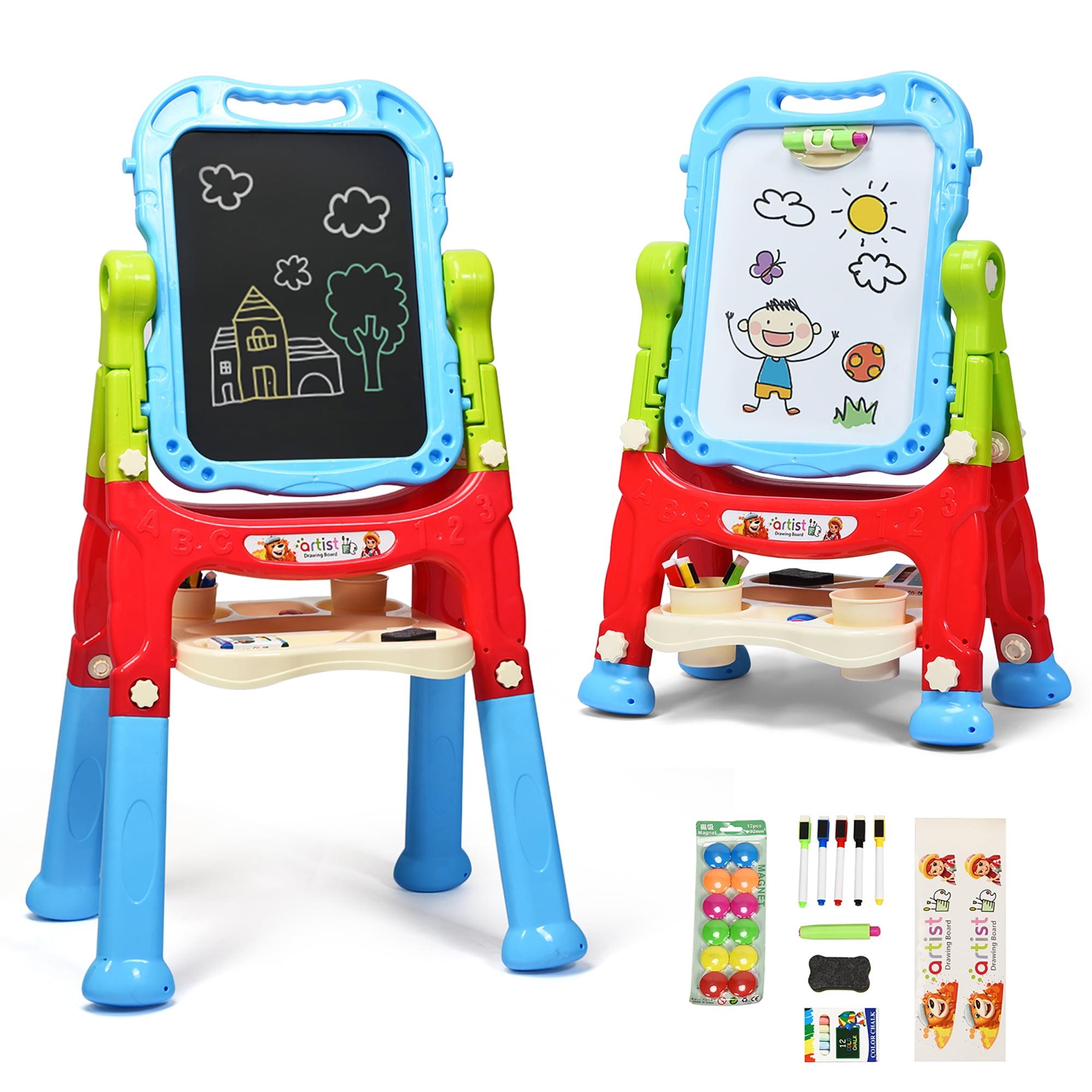 Blue Height Adjustable Kids Magnetic Art Easel with Accessories