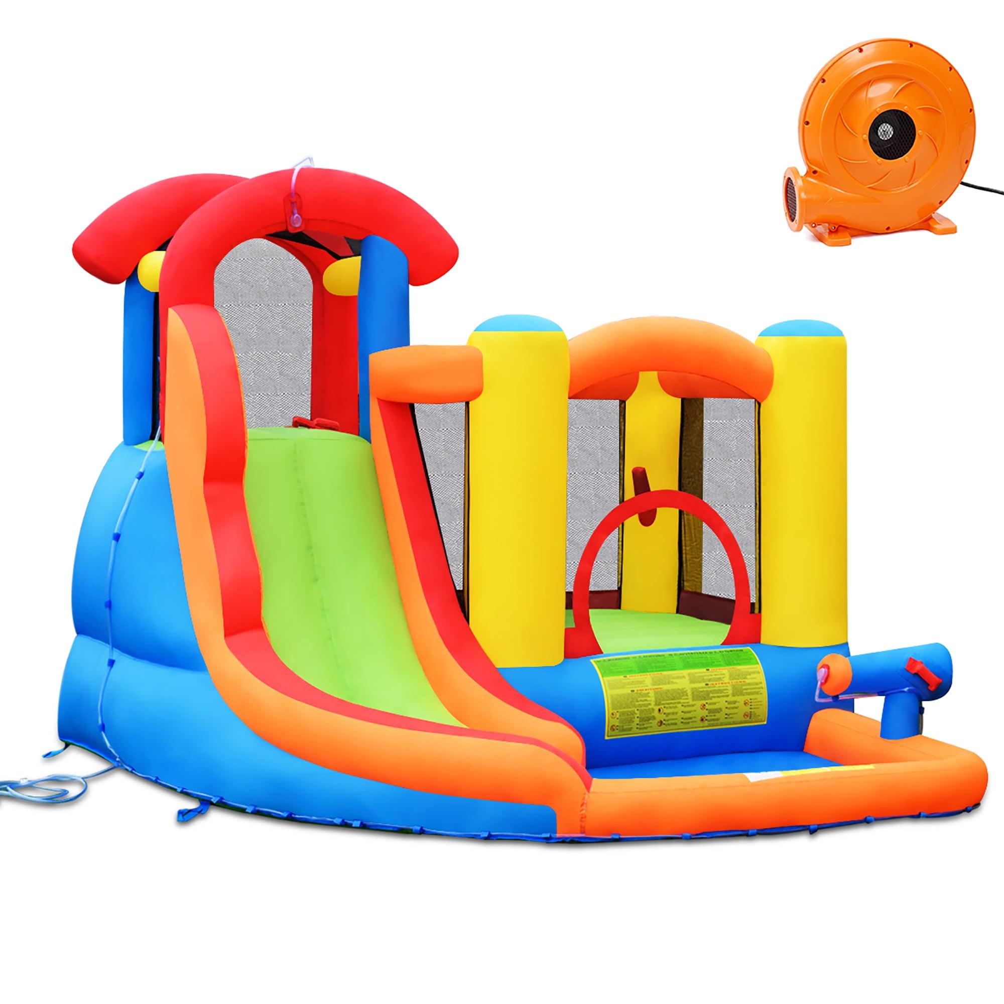 Costway Inflatable Bounce House Water Slide w/ Climbing Wall Splash Pool Water Cannon