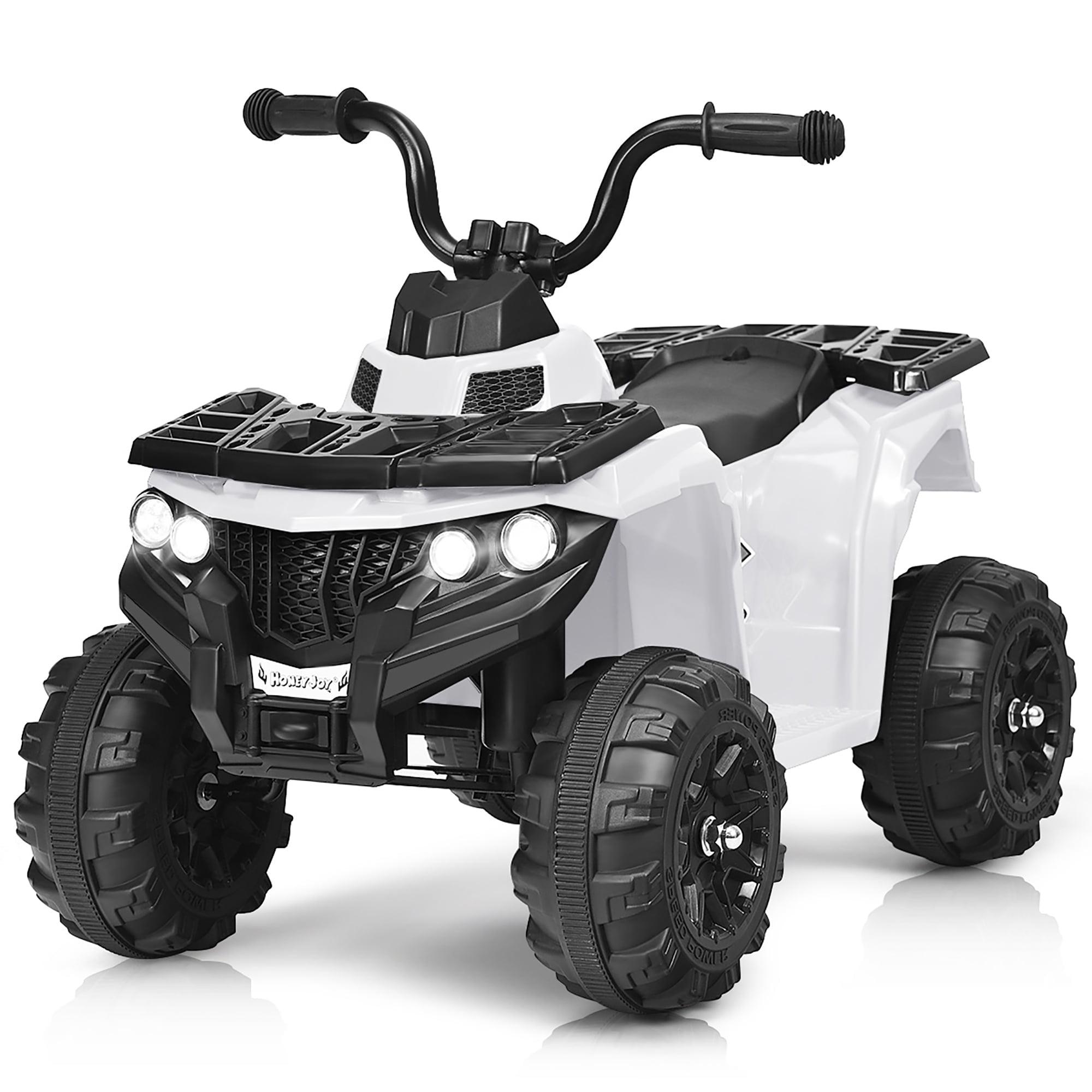 White 6V Kids Ride-On Quad with LED Headlights