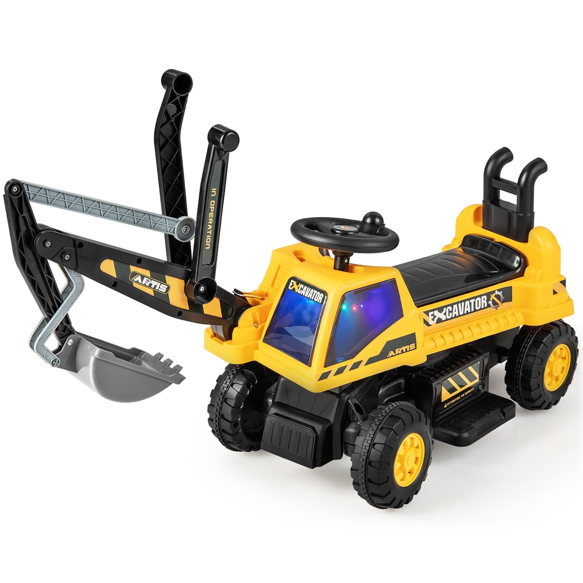 Kids Yellow 6-Volt Ride-On Excavator with Shovel