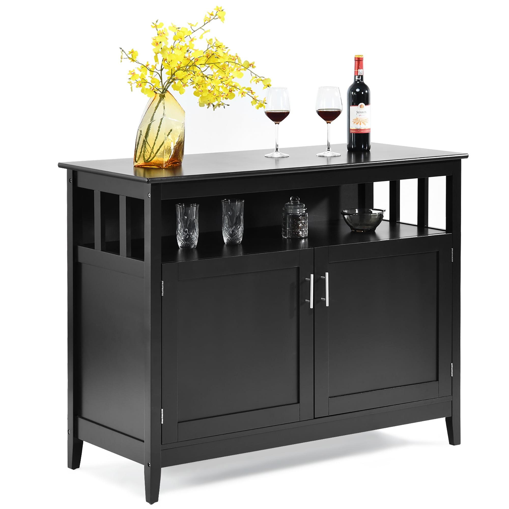 Costway Kitchen Sideboard Buffet Server Cupboard Storage Cabinet w/2 Doors Black