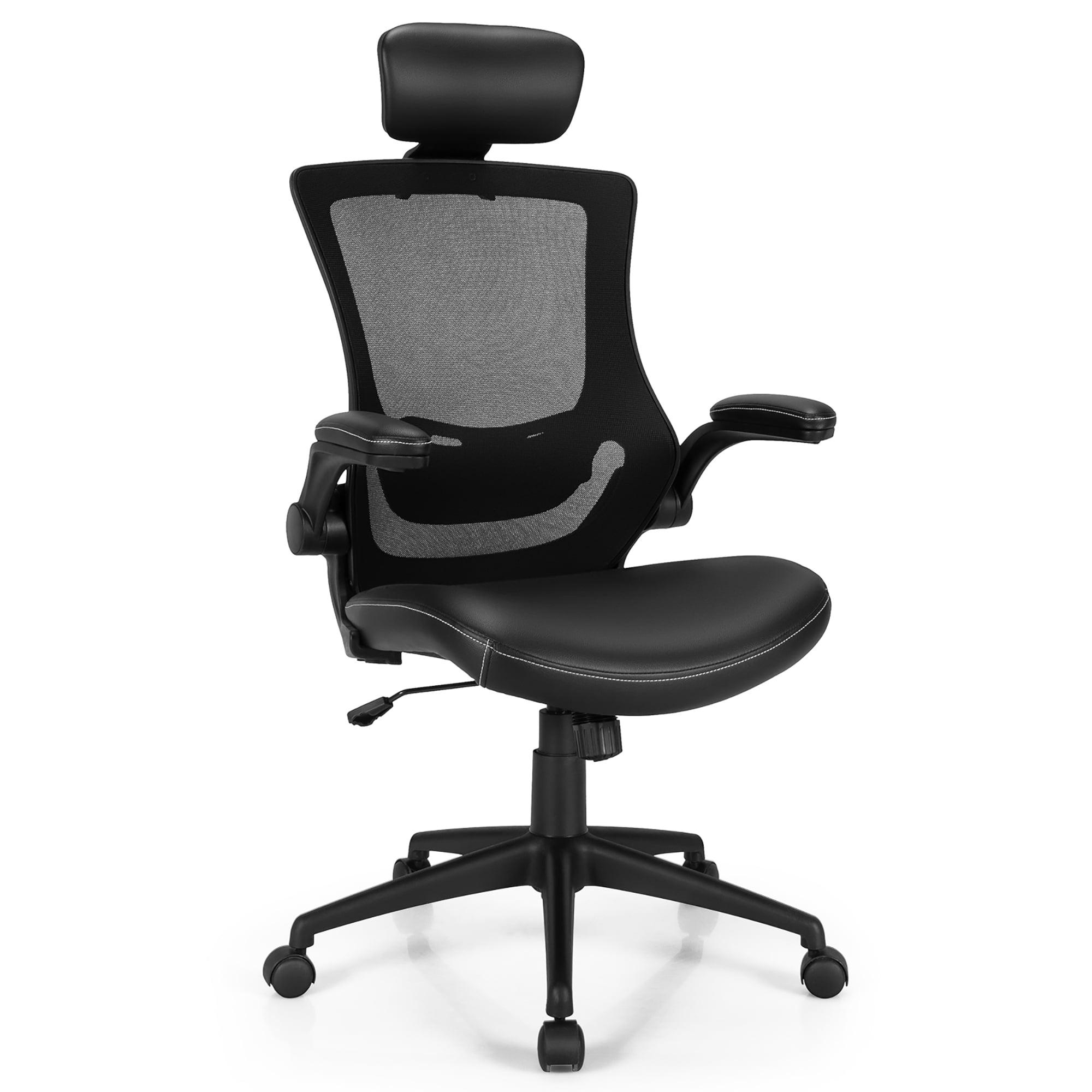 ErgoFlex Mesh and Leather Adjustable Office Chair with Swivel Base - Black