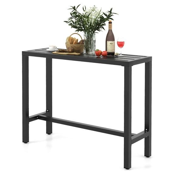 Costway Outdoor Metal Bar Table 48'' Patio Rectangular Counter Height Dining Table Black