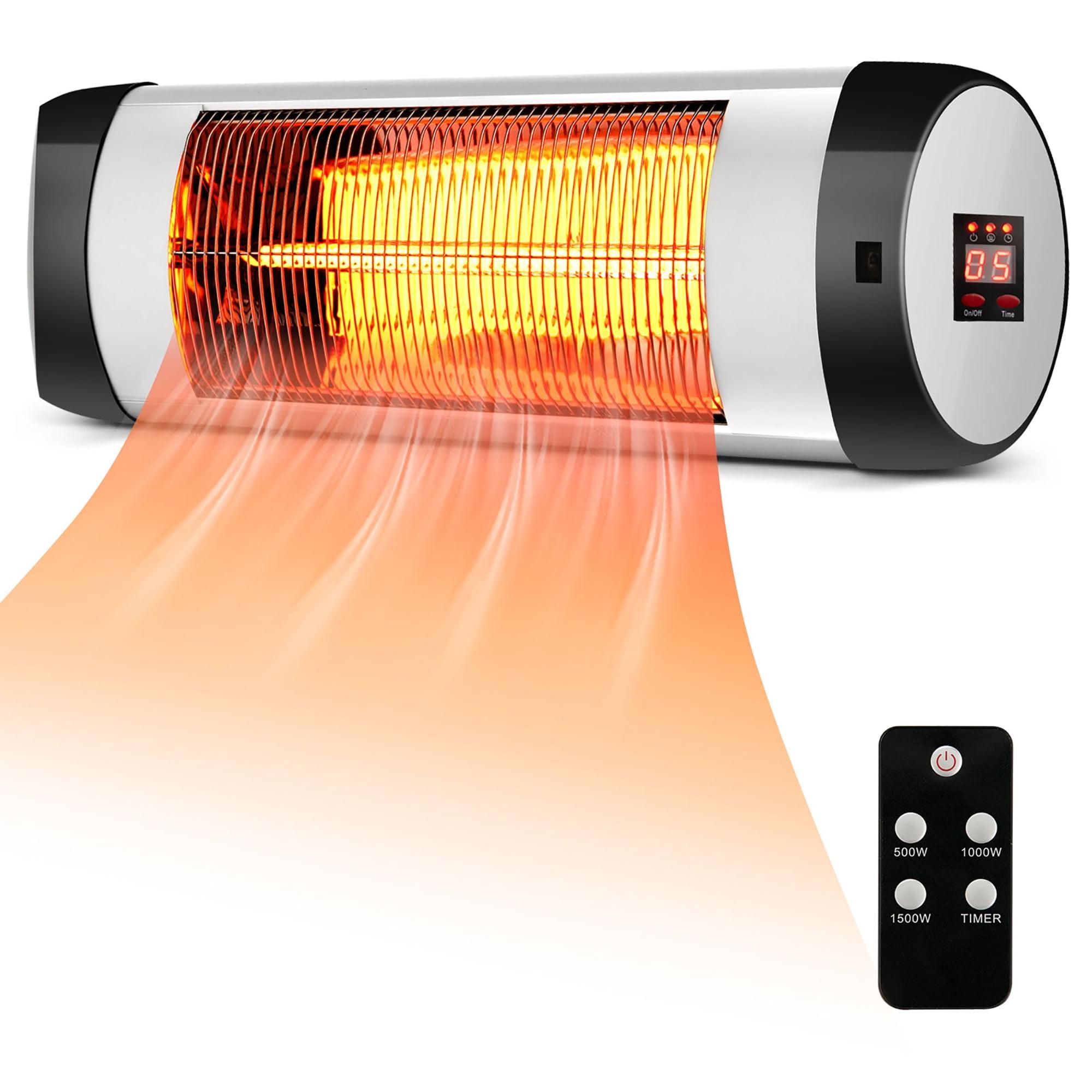 26'' Black and Silver Wall-Mounted Infrared Electric Heater