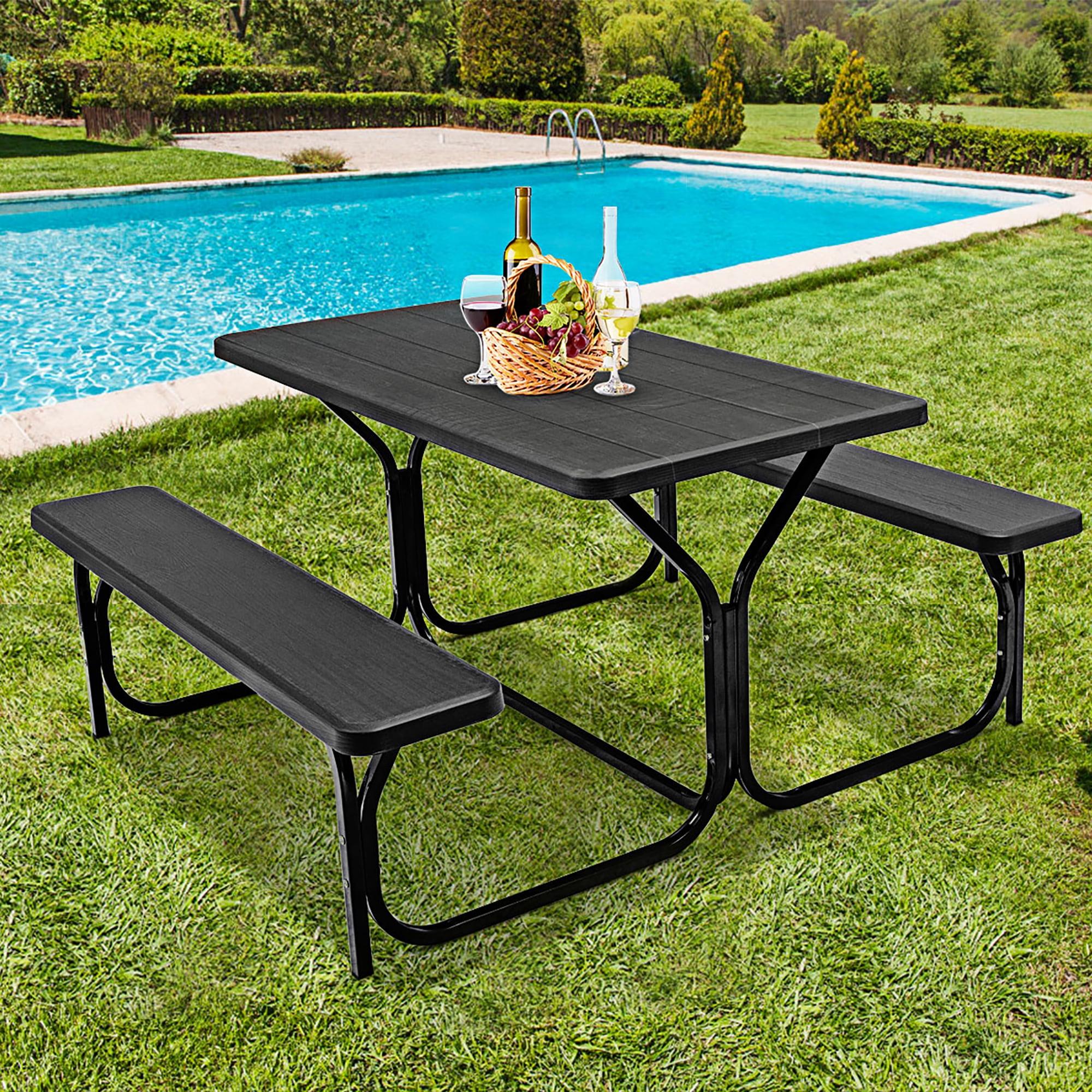 Eco-Friendly HDPE Black Picnic Table Set for 4