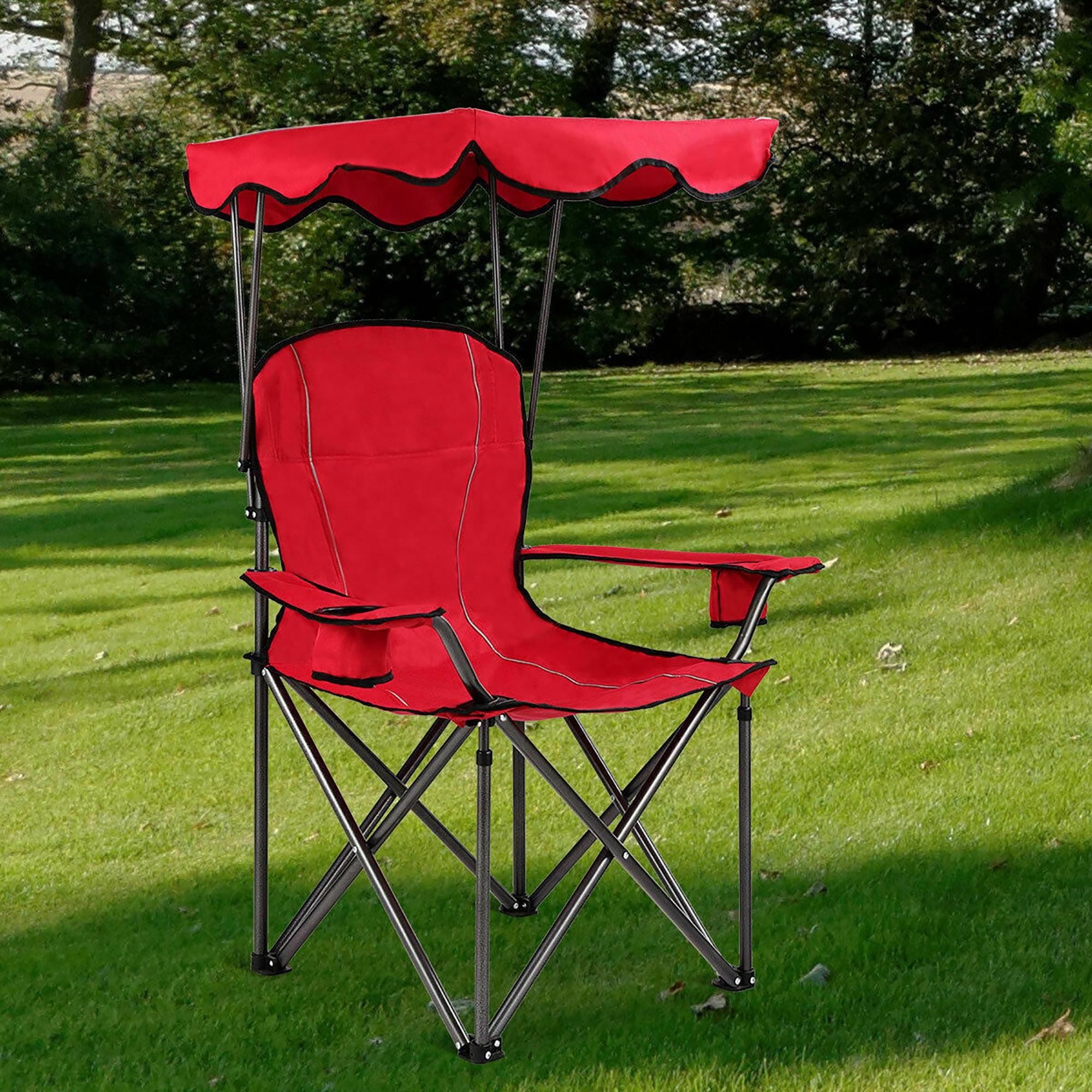 Arlmont & Co. Portable Folding Beach Canopy Chair With Cup Holders