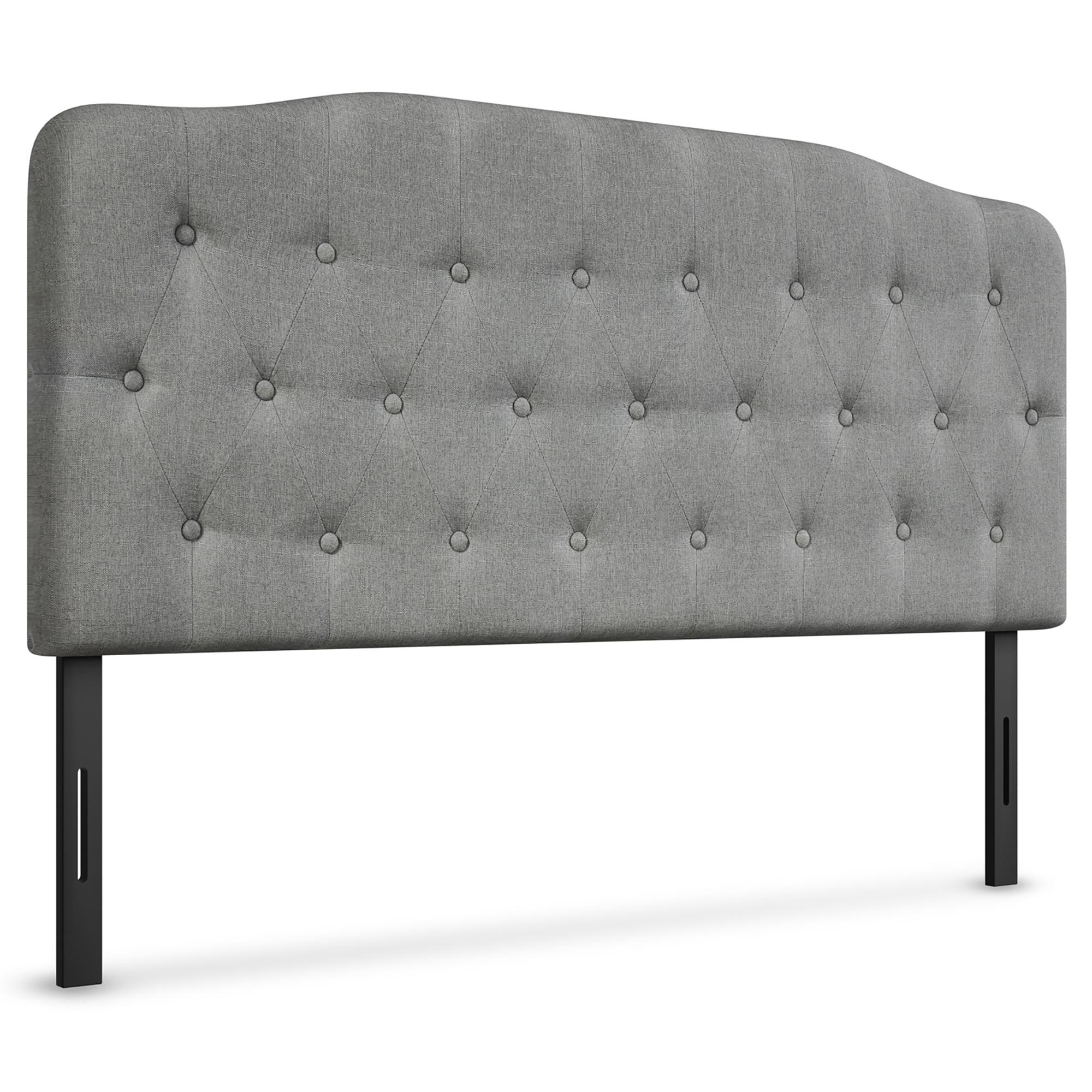 Light Gray Queen Upholstered Tufted Headboard with Adjustable Heights