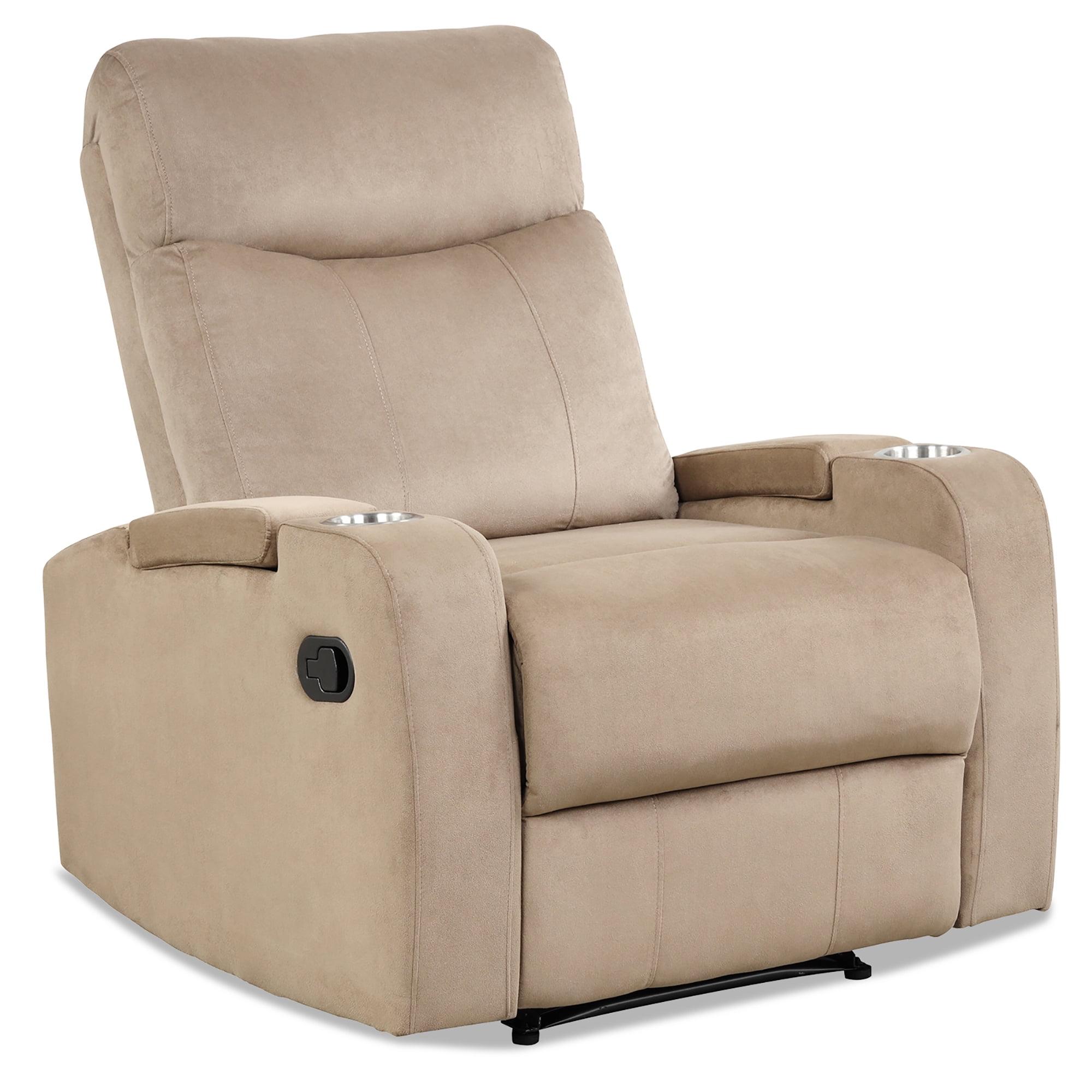 Costway Recliner Chair Single Sofa Lounger with Arm Storage & Cup Holder Brown