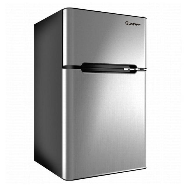 Costway Costway 3.2 Cubic Feet Portable Freestanding Mini Fridge with Freezer