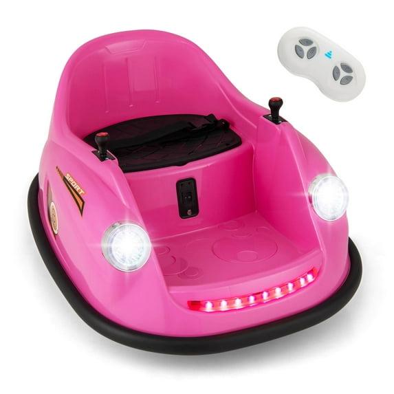 Costway Ride on Bumper Car for Kids with Remote Control 361 Degree Spin LED Light Pink