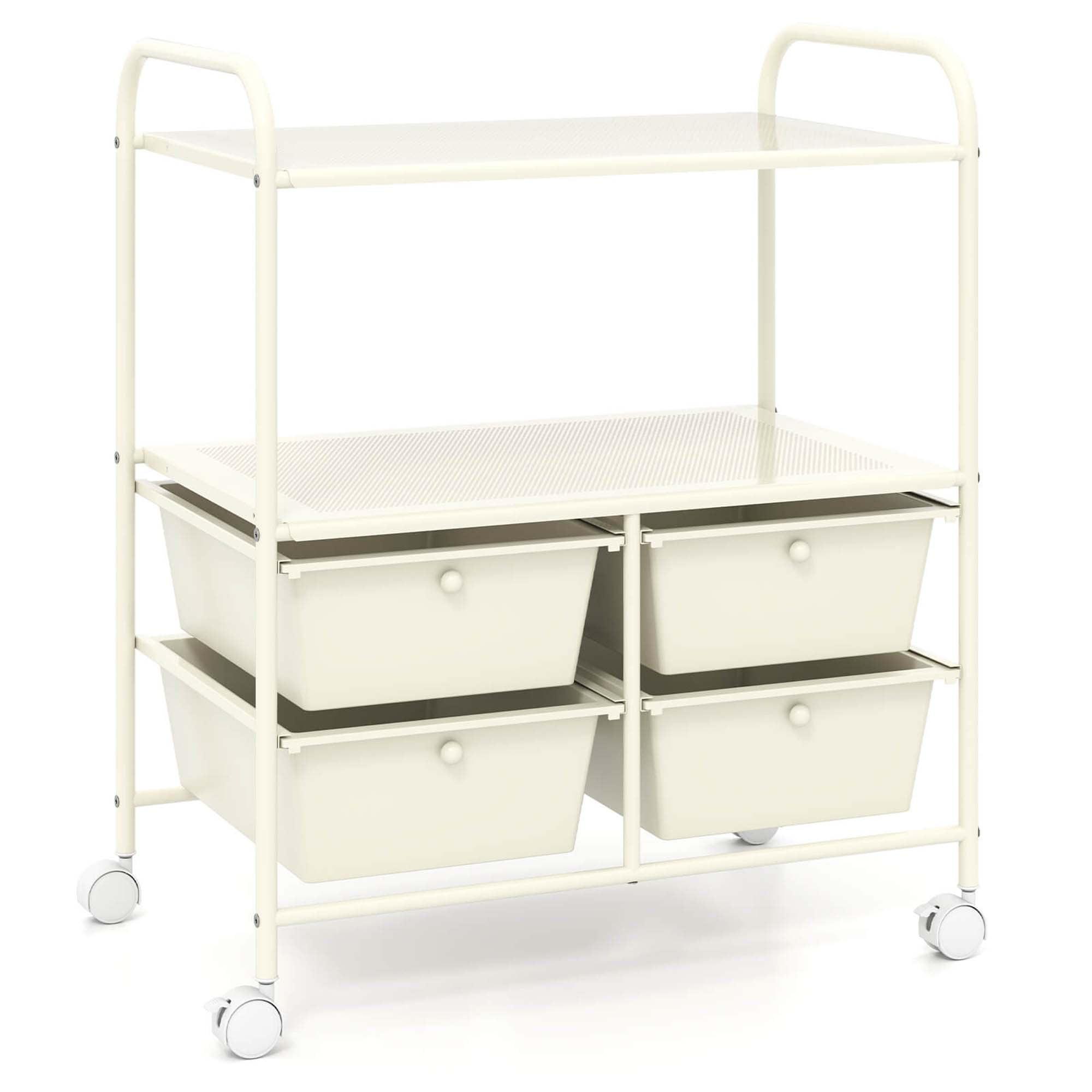 Latitude Run® Rolling Storage Cart Metal Rack Shelf 4 Drawers Home Office Furniture