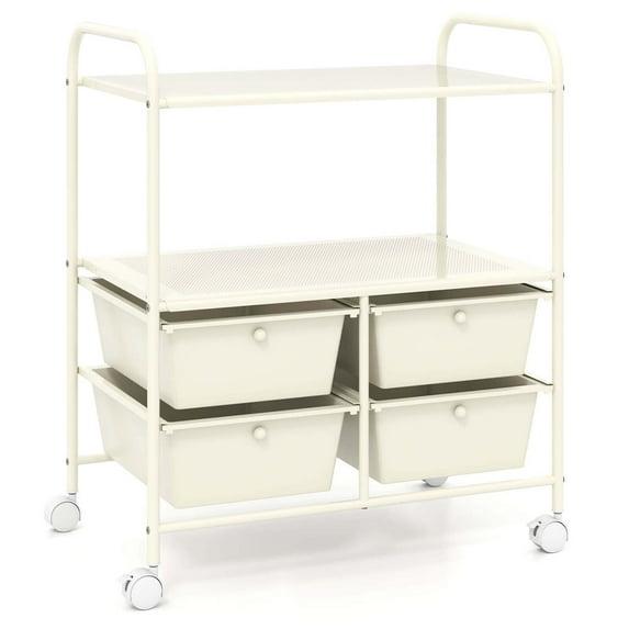 Latitude Run® Rolling Storage Cart Metal Rack Shelf 4 Drawers Home Office Furniture