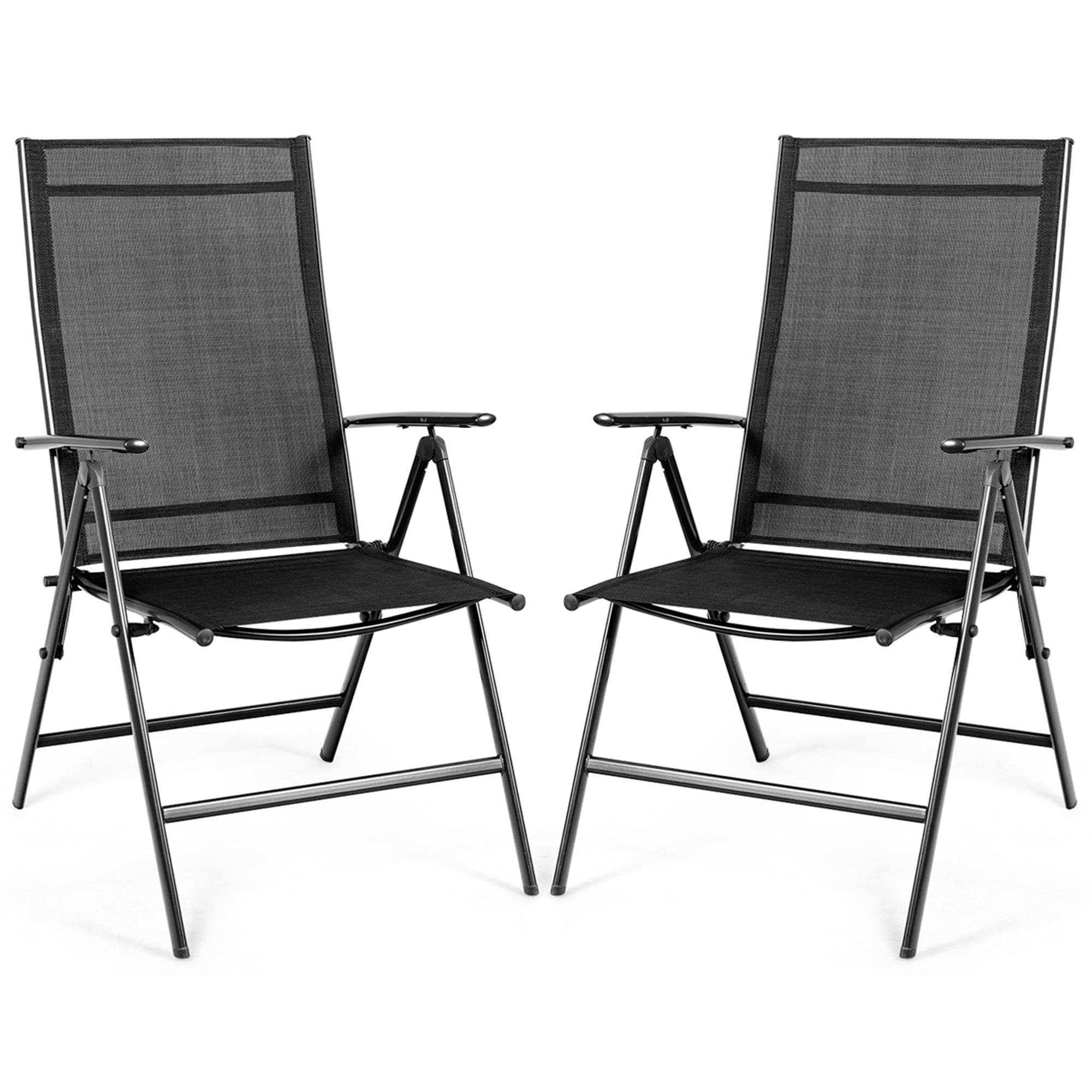 Costway Set of 2 Patio Folding Chair Recliner Adjustable  Black