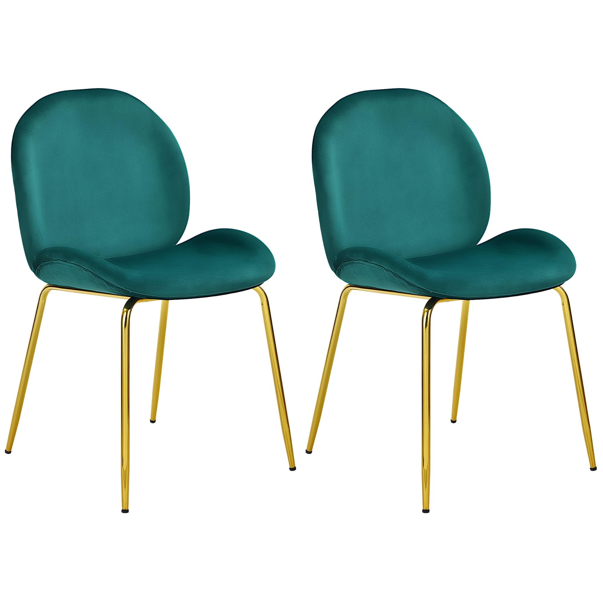 Verdant Luxe 34" High Back Velvet Arm Chair with Gold Metal Legs - Set of 2