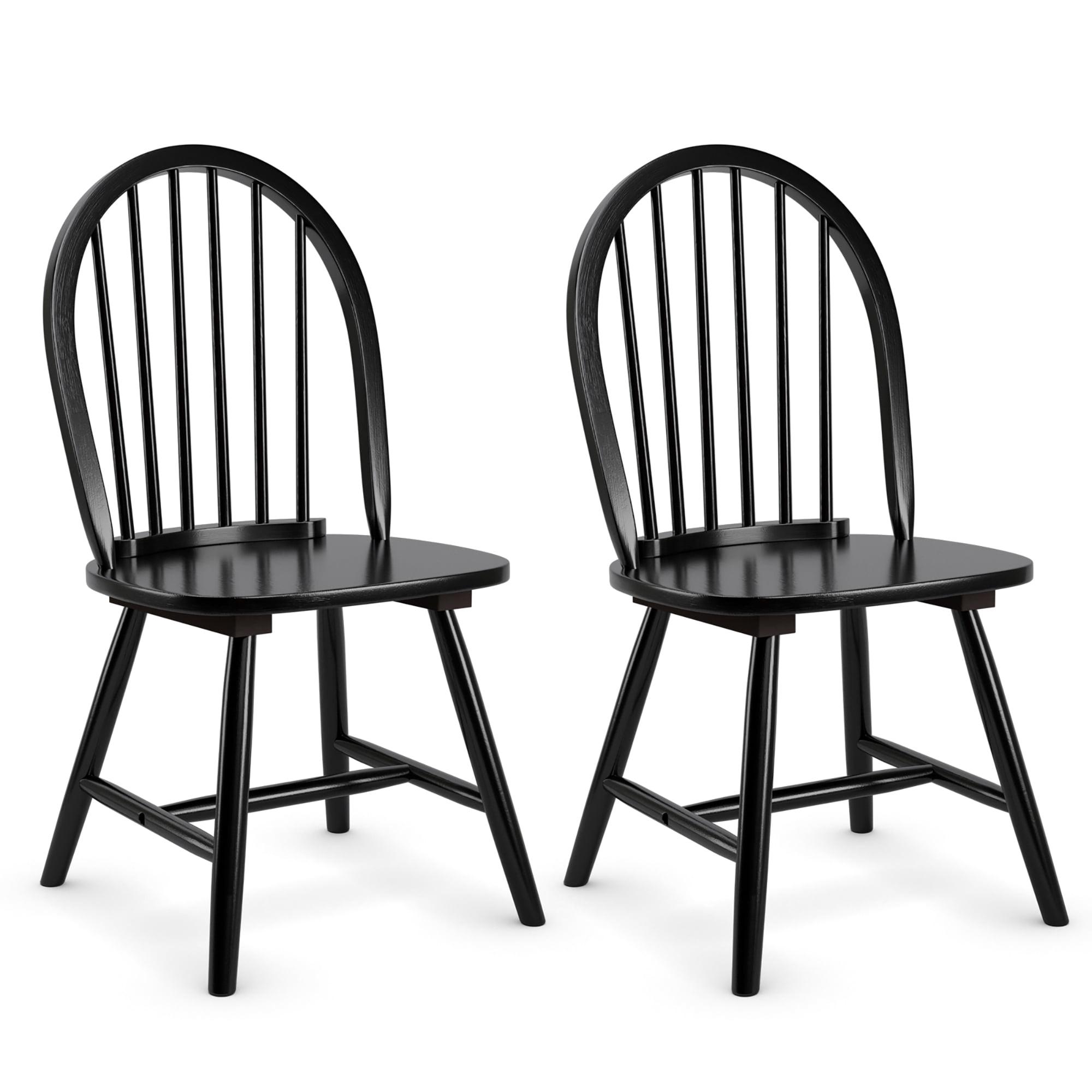Kadyn Bar Stools Chair,Kitchen Dining Stool Chairs,Dining Chair,Set of 2 Vintage Windsor Wood Chair with Spindle Back for Dining Room-Black